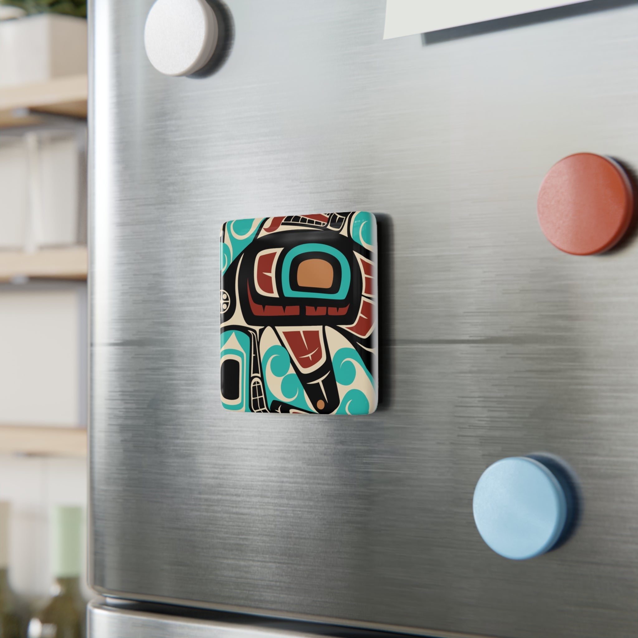2x2" Ceramic Magnet | Tribal Orca