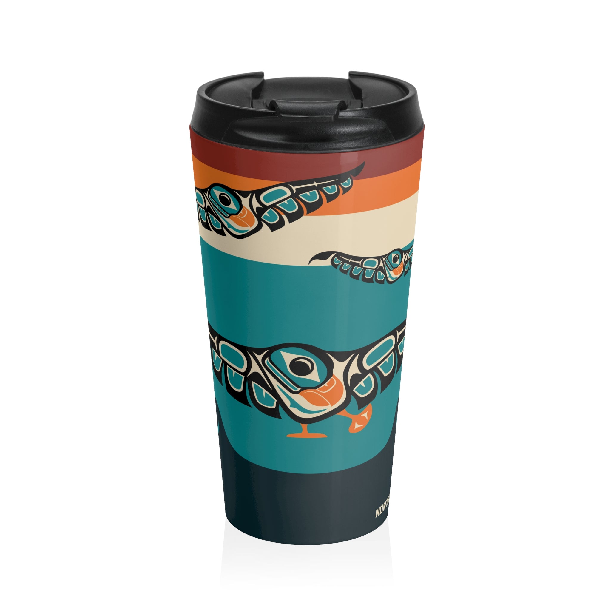 15 oz. Coffee Travel Tumbler | Classic Tribal Puffins | Signature Collection