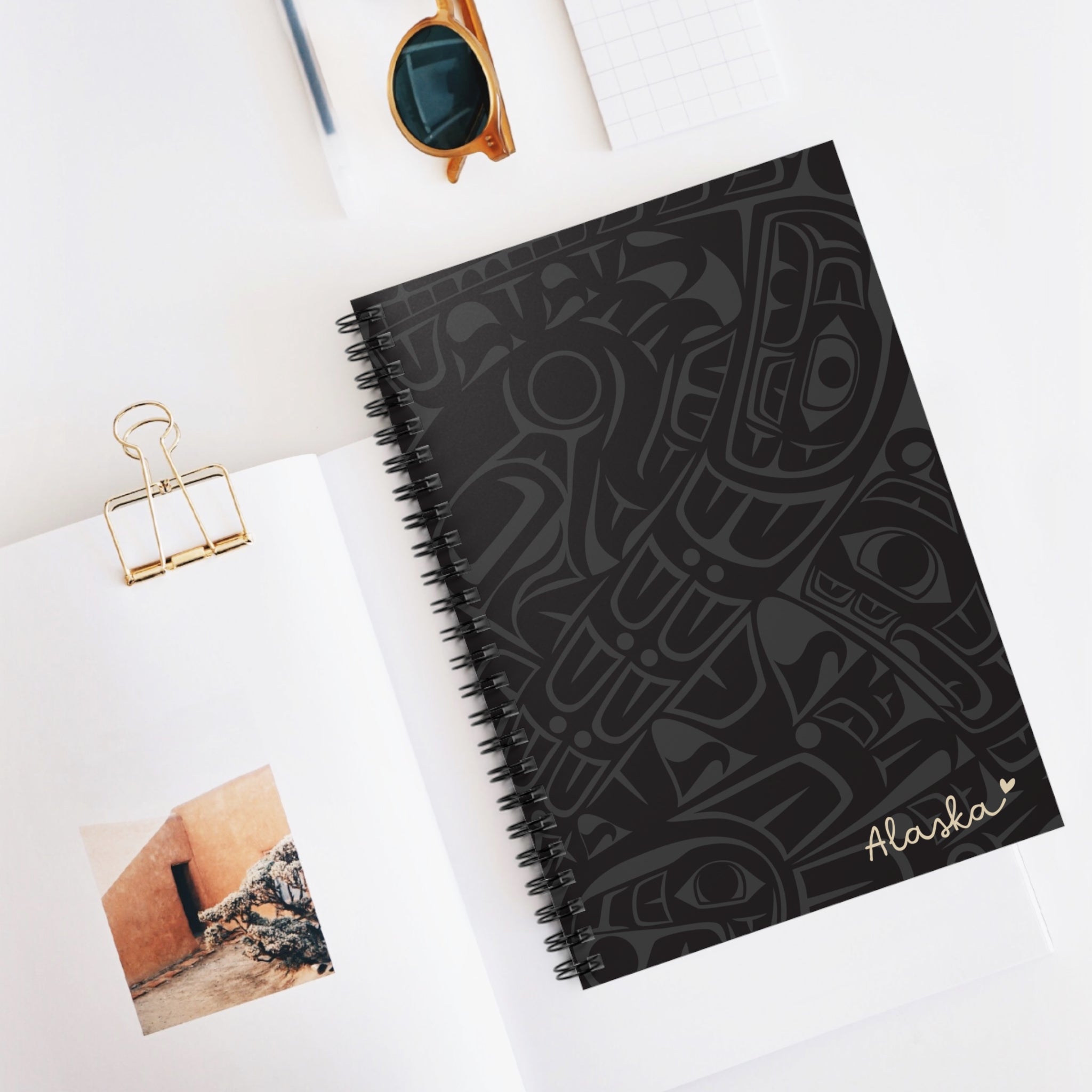Spiral Notebook, Journal - Alaska Classic Tribal Print - AK State Line™ Collection