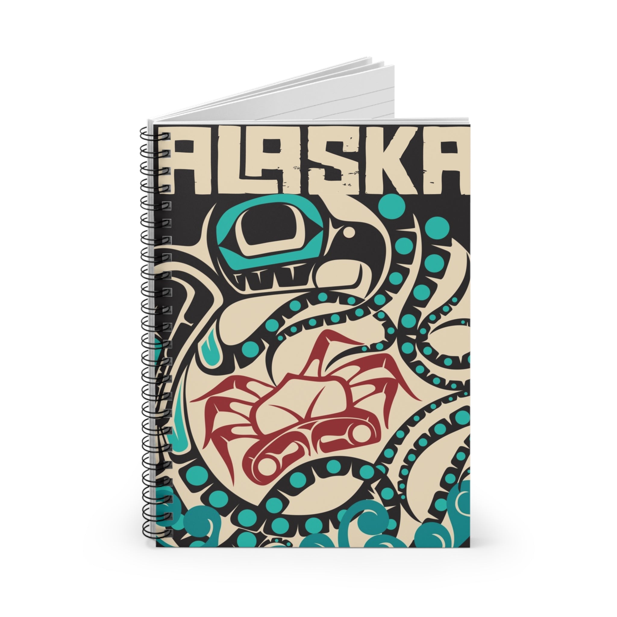 Spiral Notebook, Journal - Alaska Tribal Octopus - AK State Line™ Collection