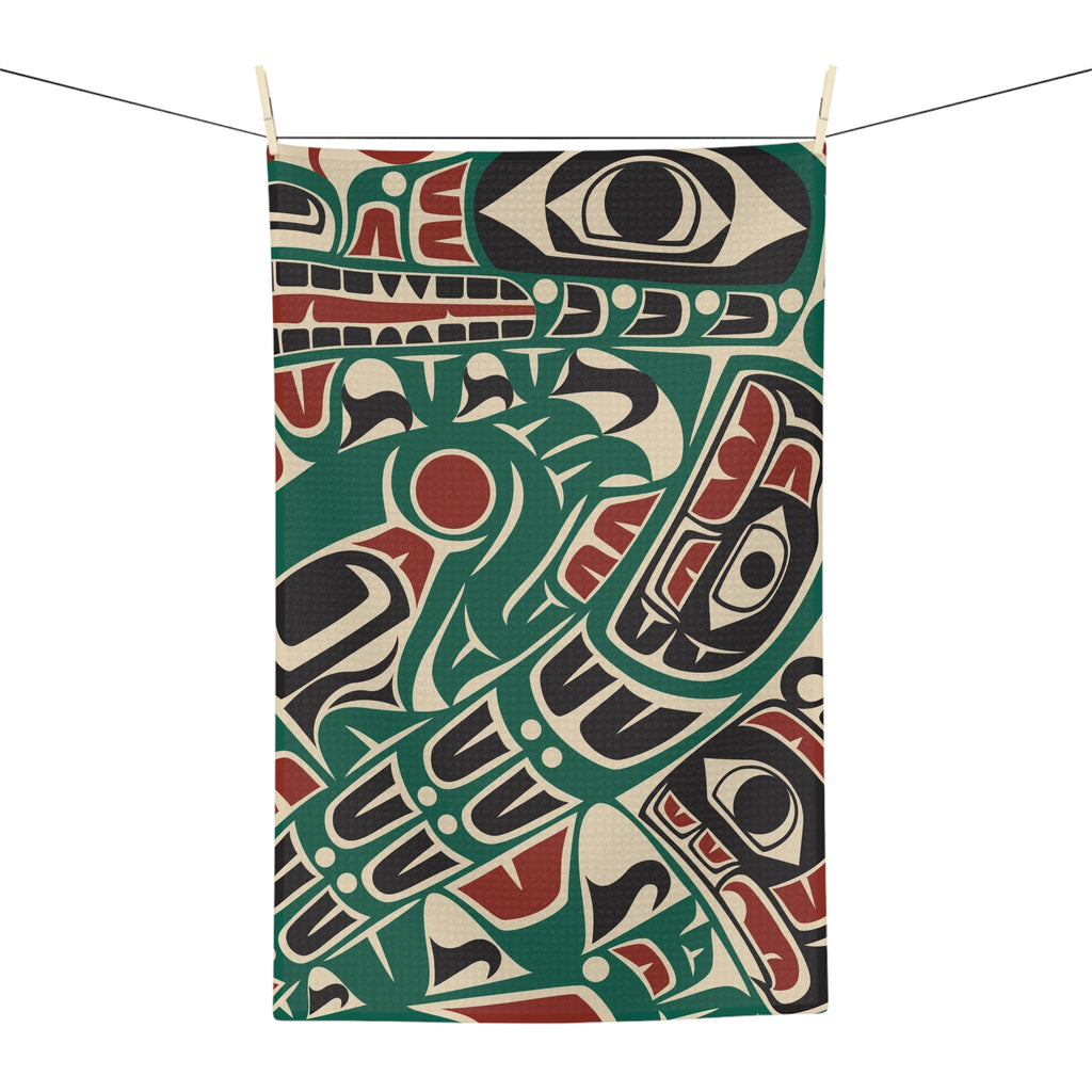 Microfiber Tea Towel - Classic Tribal Sea Monster Print - Northern Spiritlines™