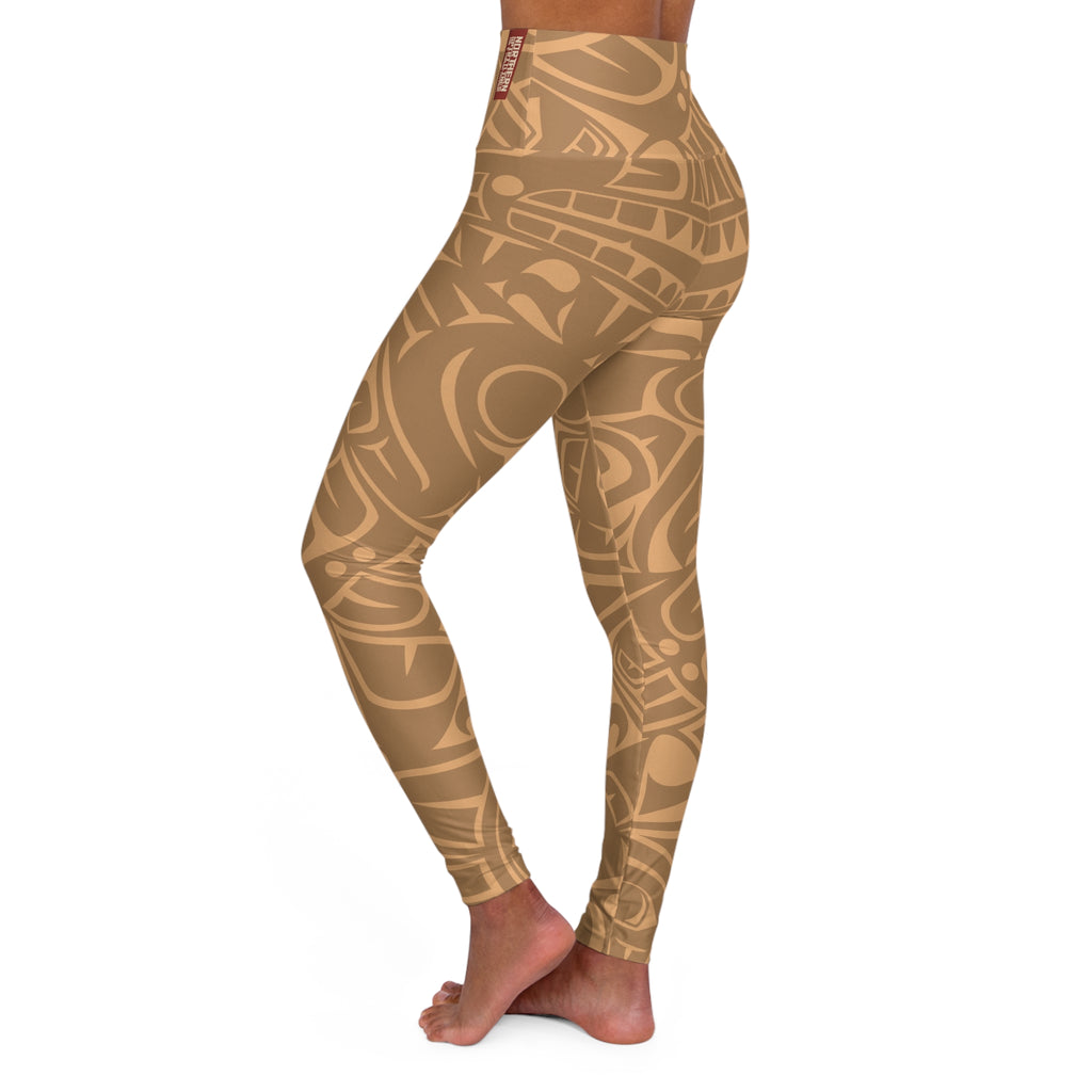High Waisted Legging, Yoga Pant - Classic Tribal Print in Gold Rush - Northern Spiritlines™