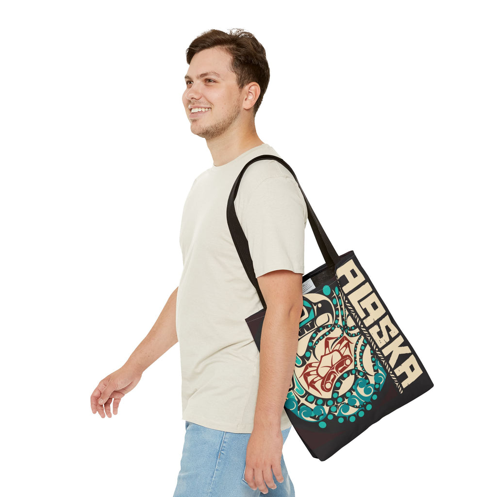 Canvas Tote Bag - Style No. 1 Rustic Alaska Tribal Octopus - AK State Line™ Collection