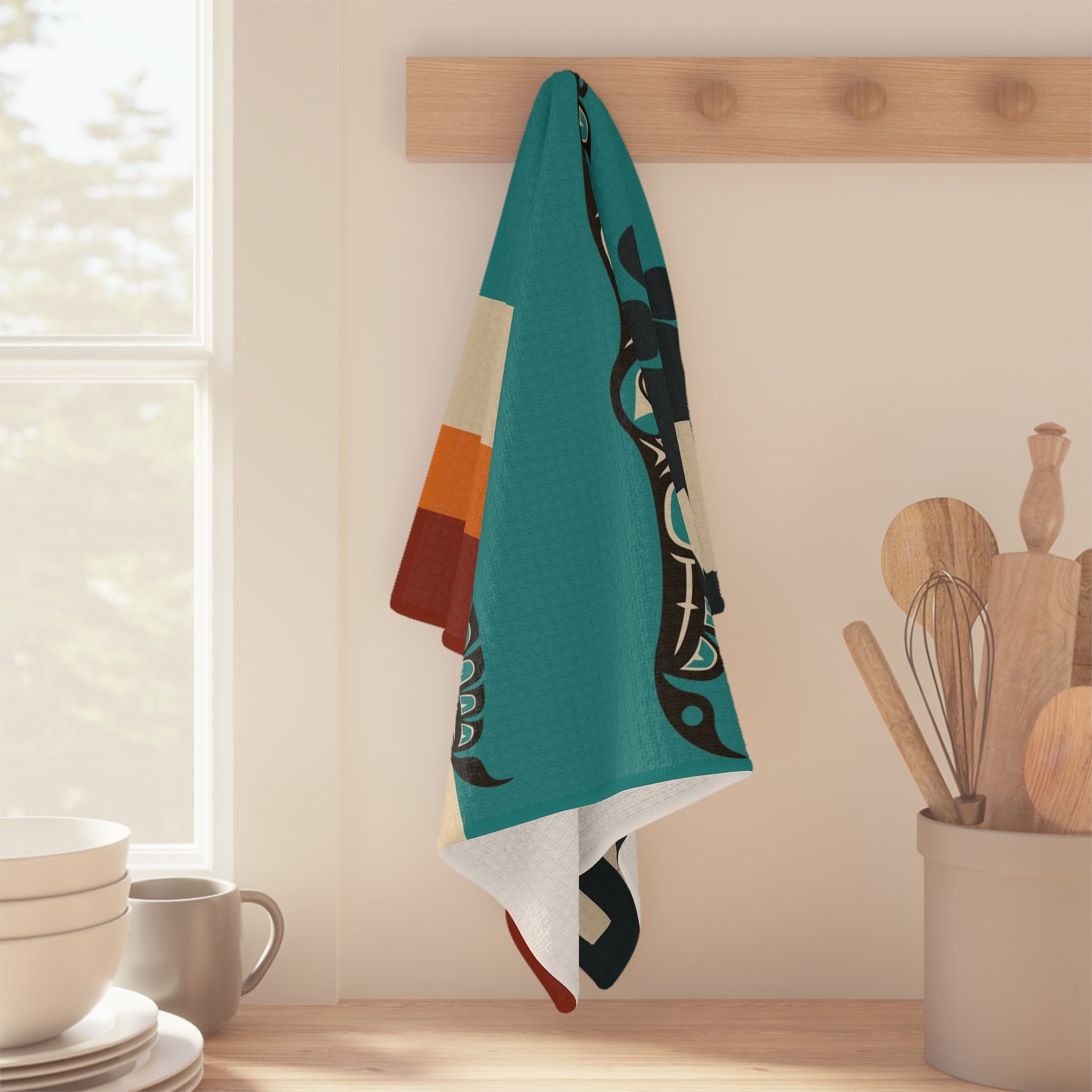 Tea Towel | 18x30" Waffle Weave | Alaska Tribal Puffins | Stateline™ Collection