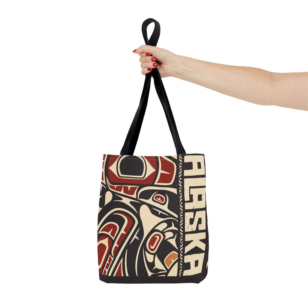 Canvas Tote Bag - Style No. 1 Rustic Alaska Tribal Raven - AK State Line™ Collection