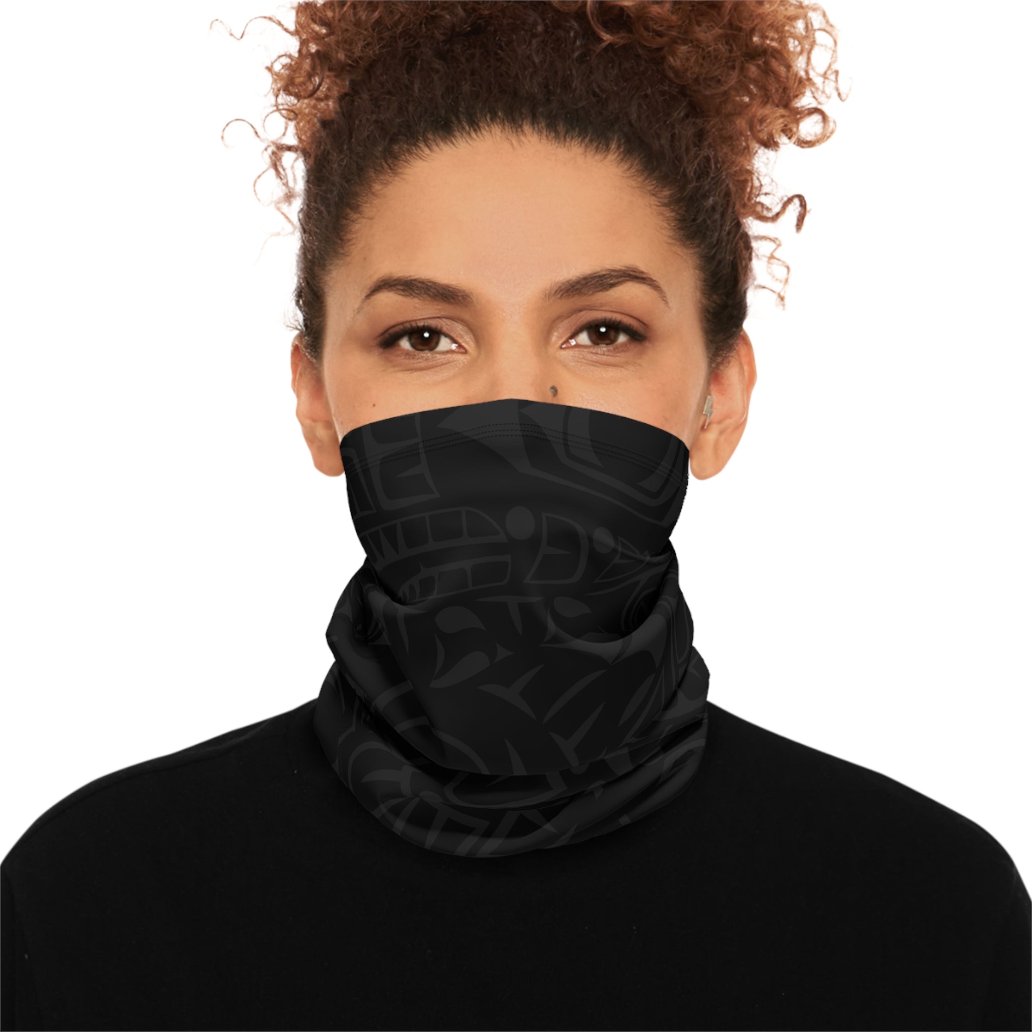 Neck Gaiter, Headband with Drawstring – Signature Print – Black & Gray