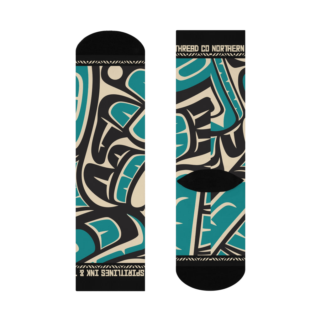 Crew Socks - Cushion Bottom - Classic Tribal Hummingbird Print - Northern Spiritlines™