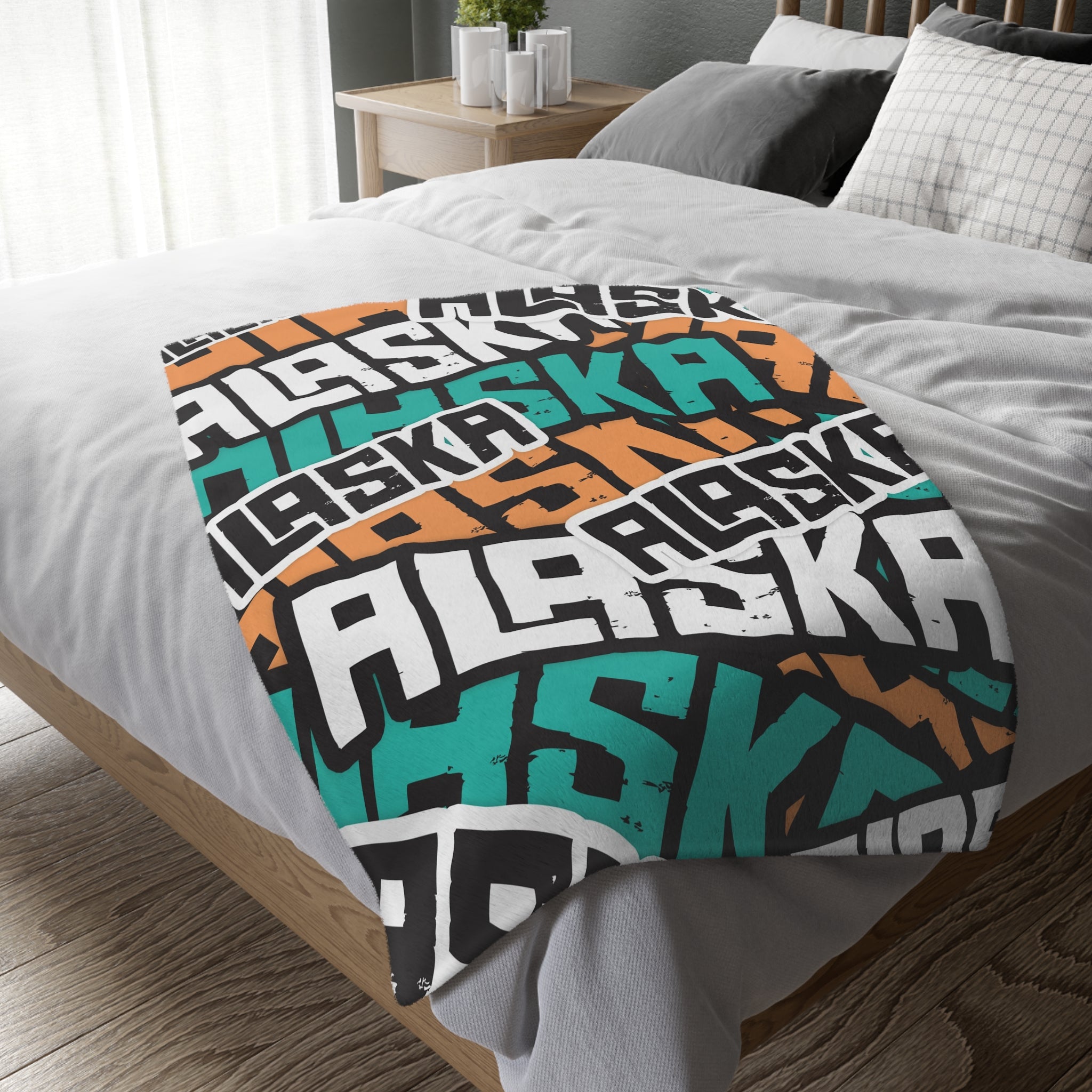 AK Sticker Bomb - Reversible Plush Blanket - AK State Line™ Collection