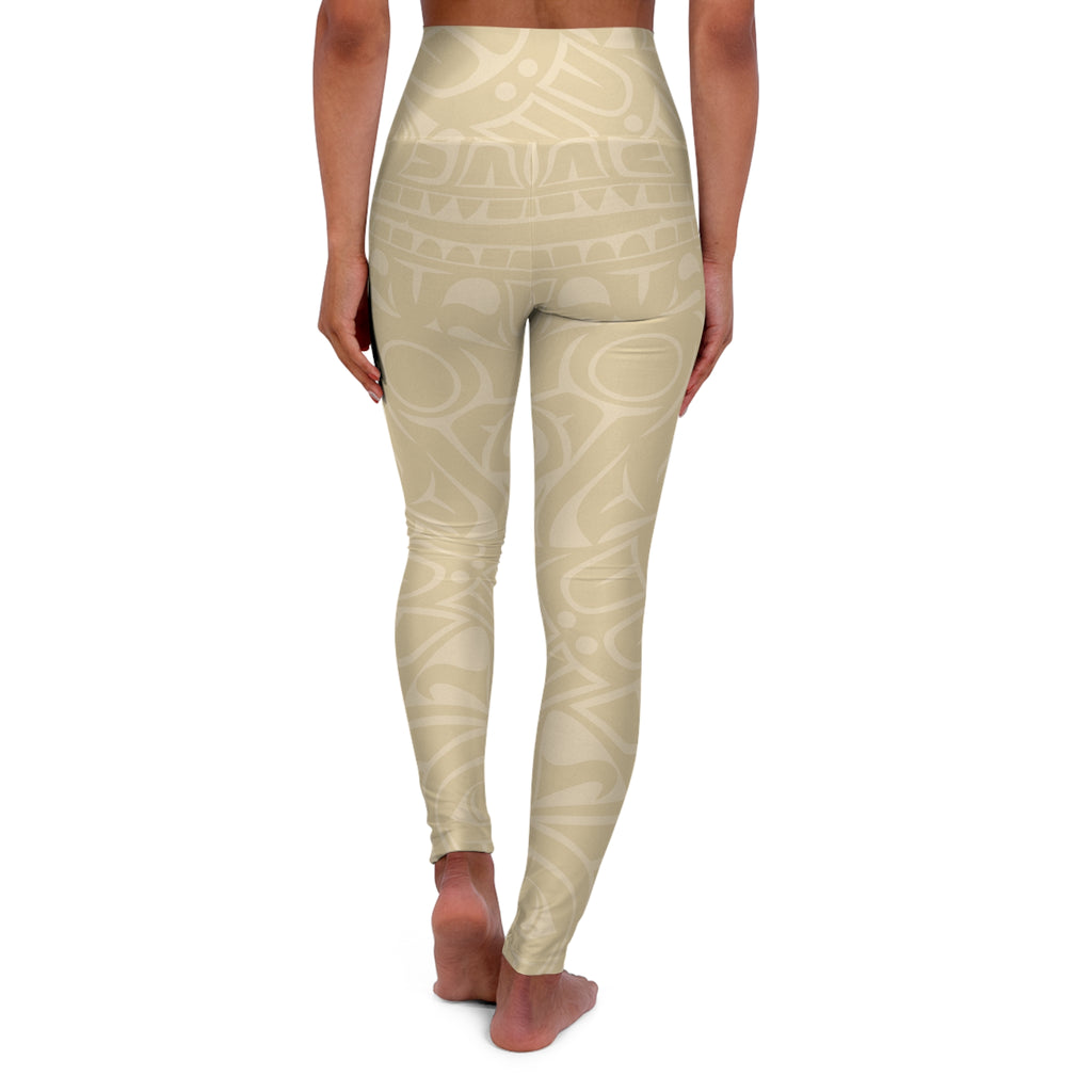 High Waisted Legging, Yoga Pant - Classic Tribal Print in Tundra Sand - Northern Spiritlines™