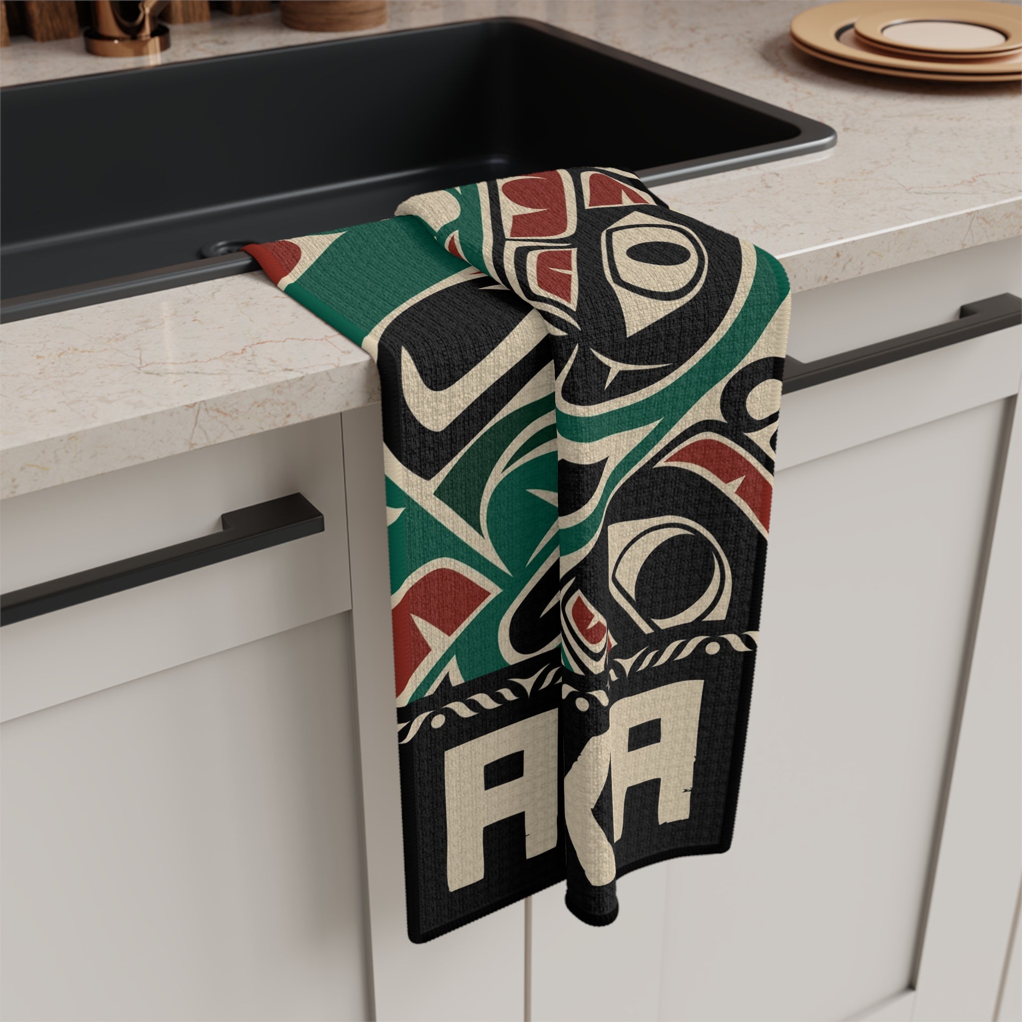 Tea Towel | 18x30" Waffle Weave | Alaska Tribal Sea Monster | Stateline™ Collection