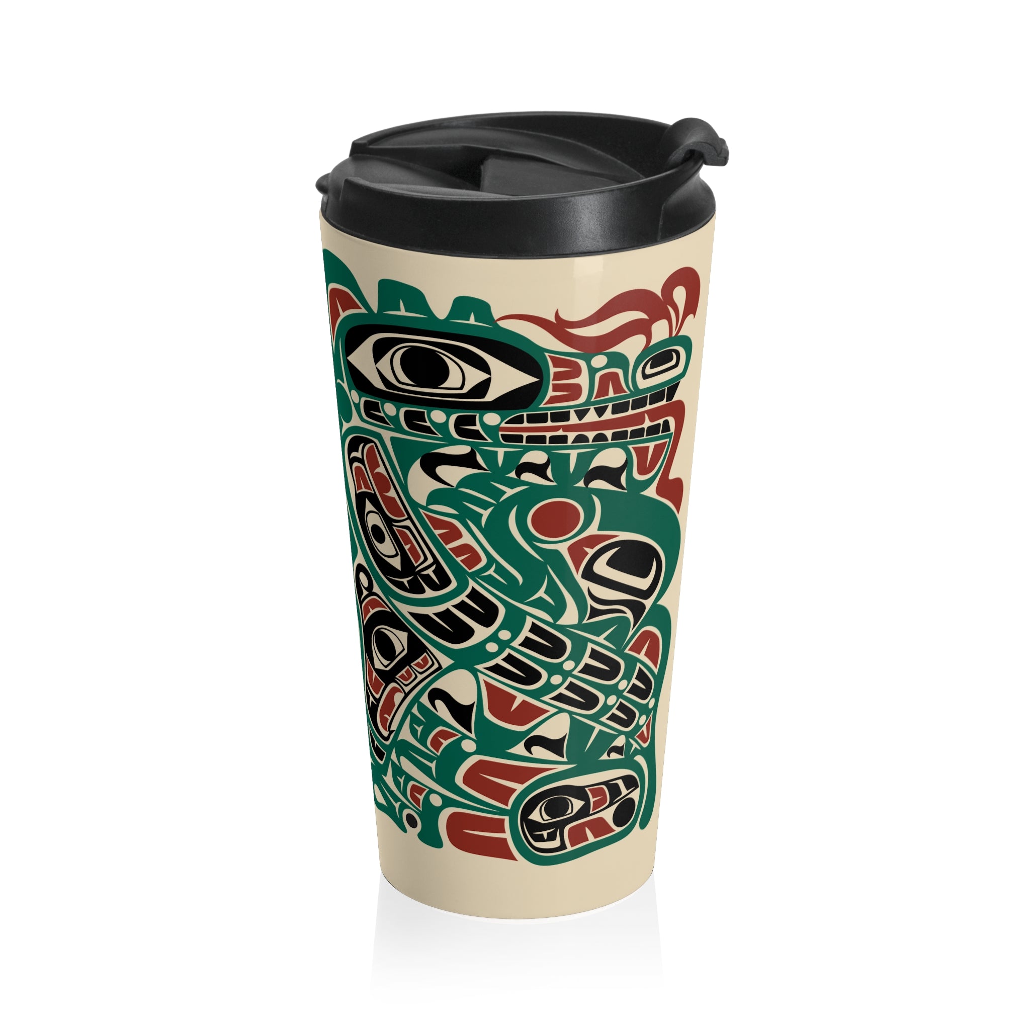 15 oz. Coffee Travel Tumbler | Classic Tribal Sea Monster | Signature Collection