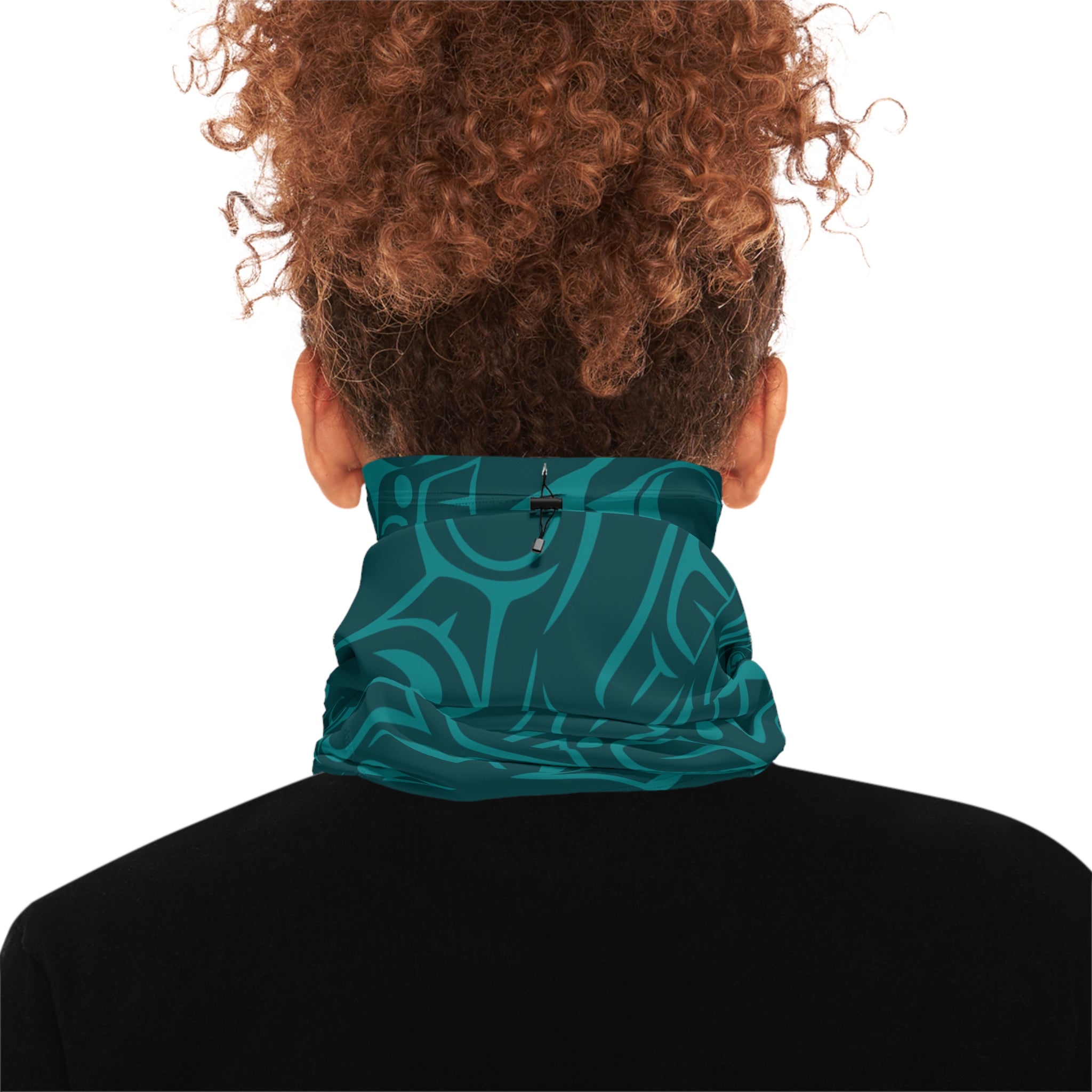 Neck Gaiter, Headband with Drawstring - Classic Tribal Print in Tidal Teal - Northern Spiritlines™