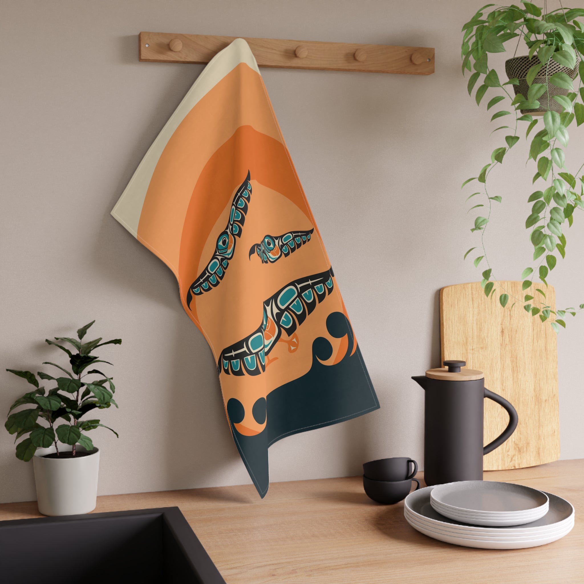 Cotton Twill Tea Towel - Classic Tribal Puffins - Northern Spiritlines™