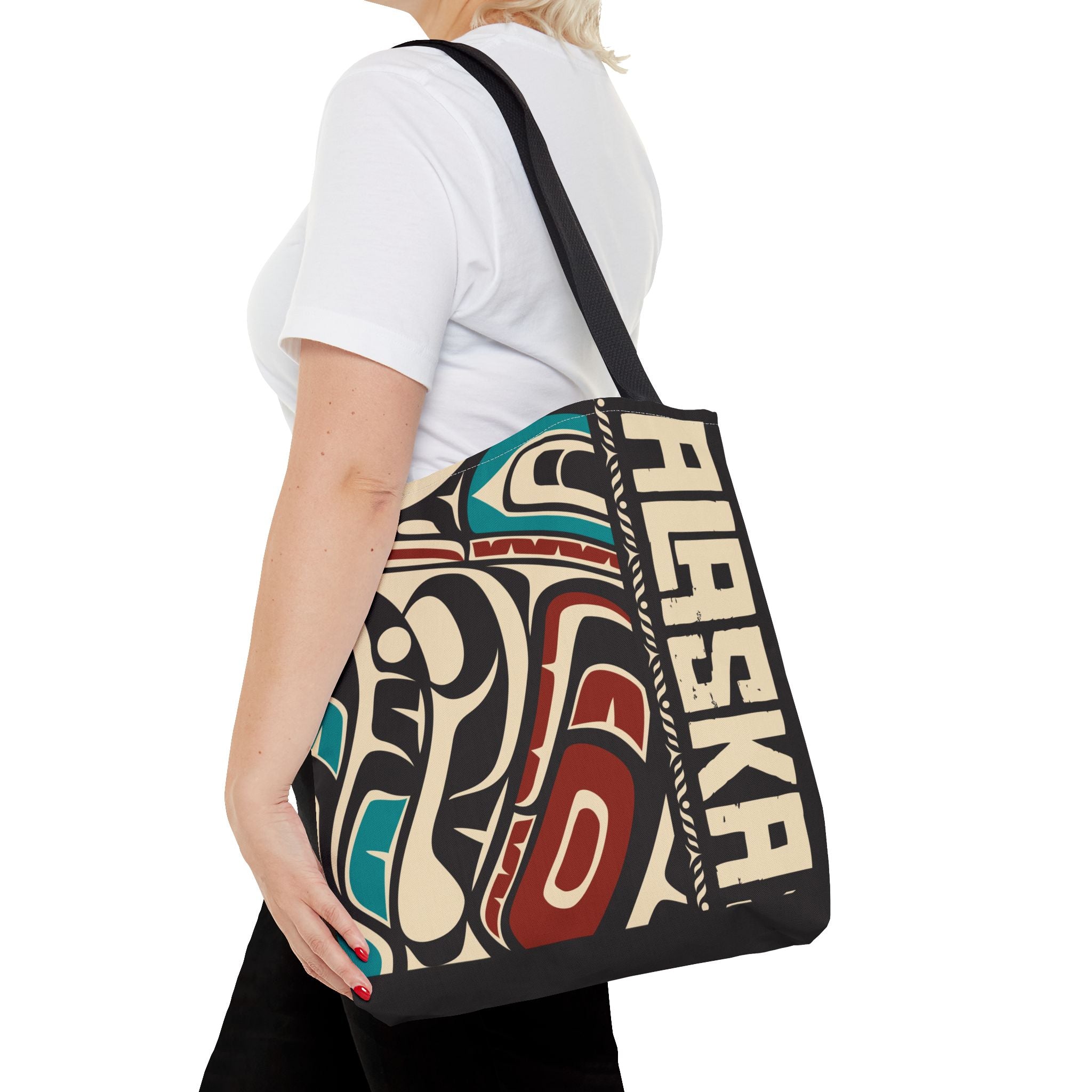 Canvas Tote Bag - Style No. 1 Rustic Alaska Tribal Hummingbird - AK State Line™ Collection