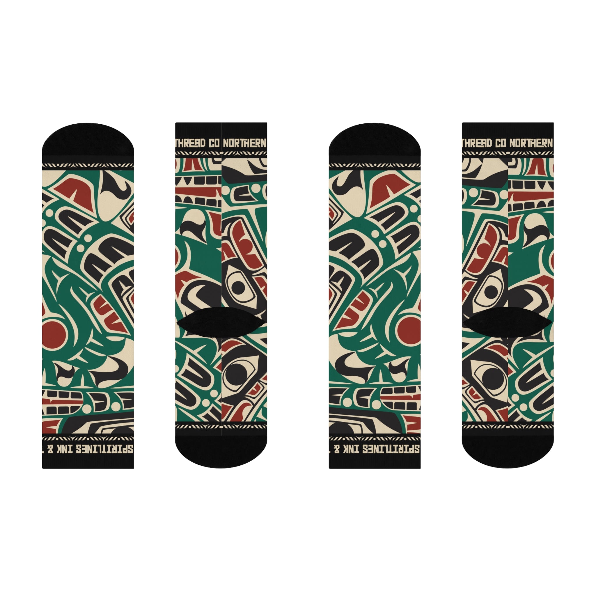Crew Socks - Cushion Bottom - Classic Tribal Sea Monster Print - Northern Spiritlines™