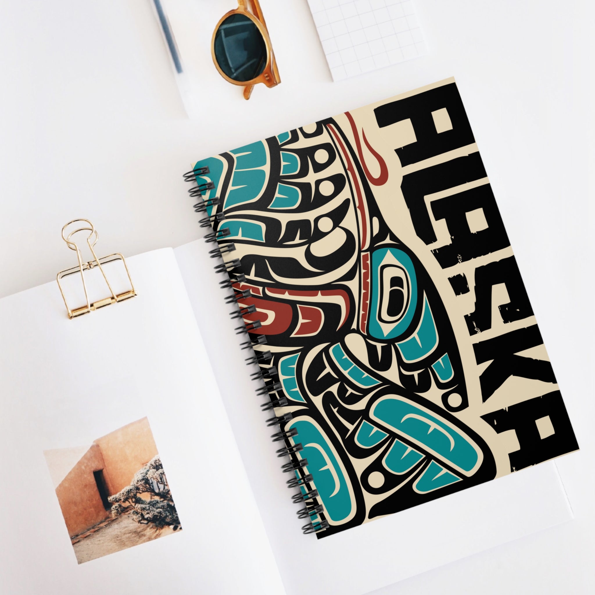 Spiral Notebook, Journal - Alaska Tribal Hummingbird - AK State Line™ Collection