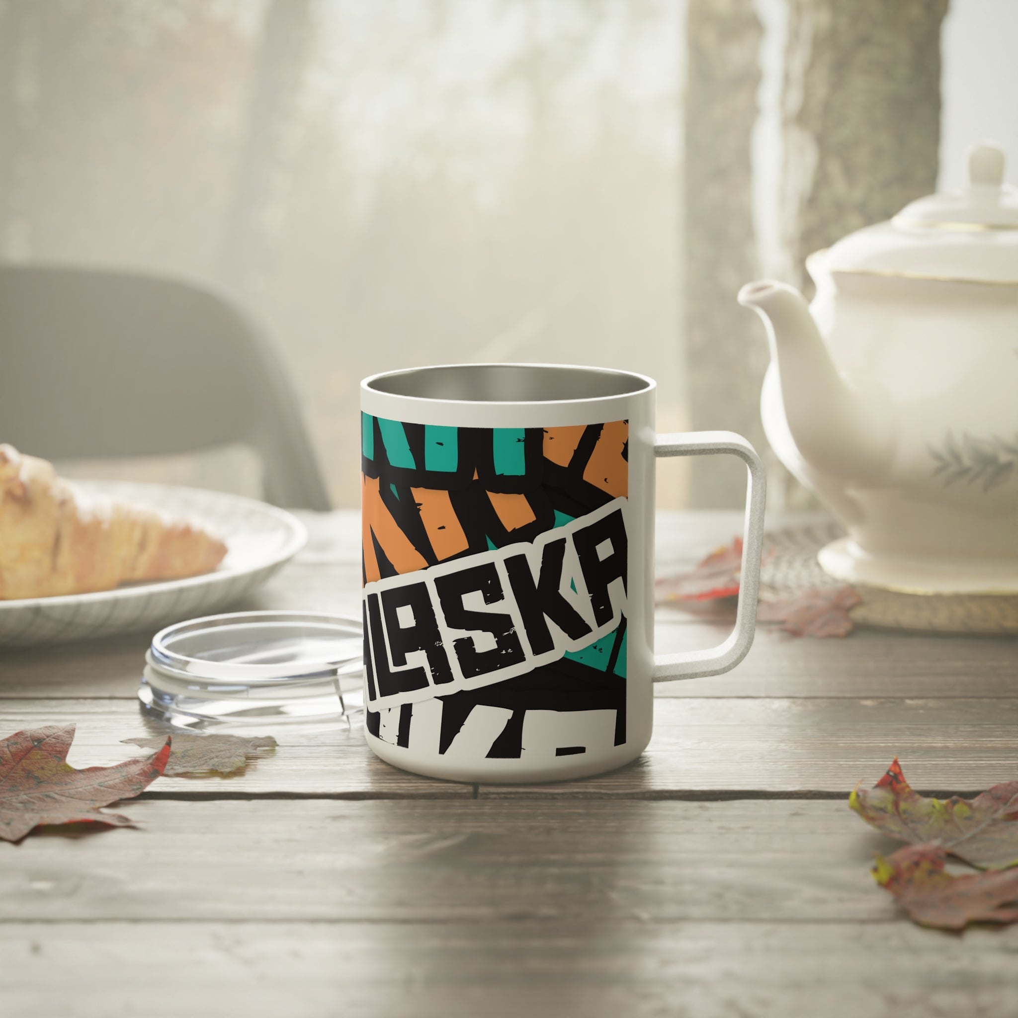 Insulated Coffee Mug, 10oz - Alaska Sticker Bomb - AK State Line™ Collection