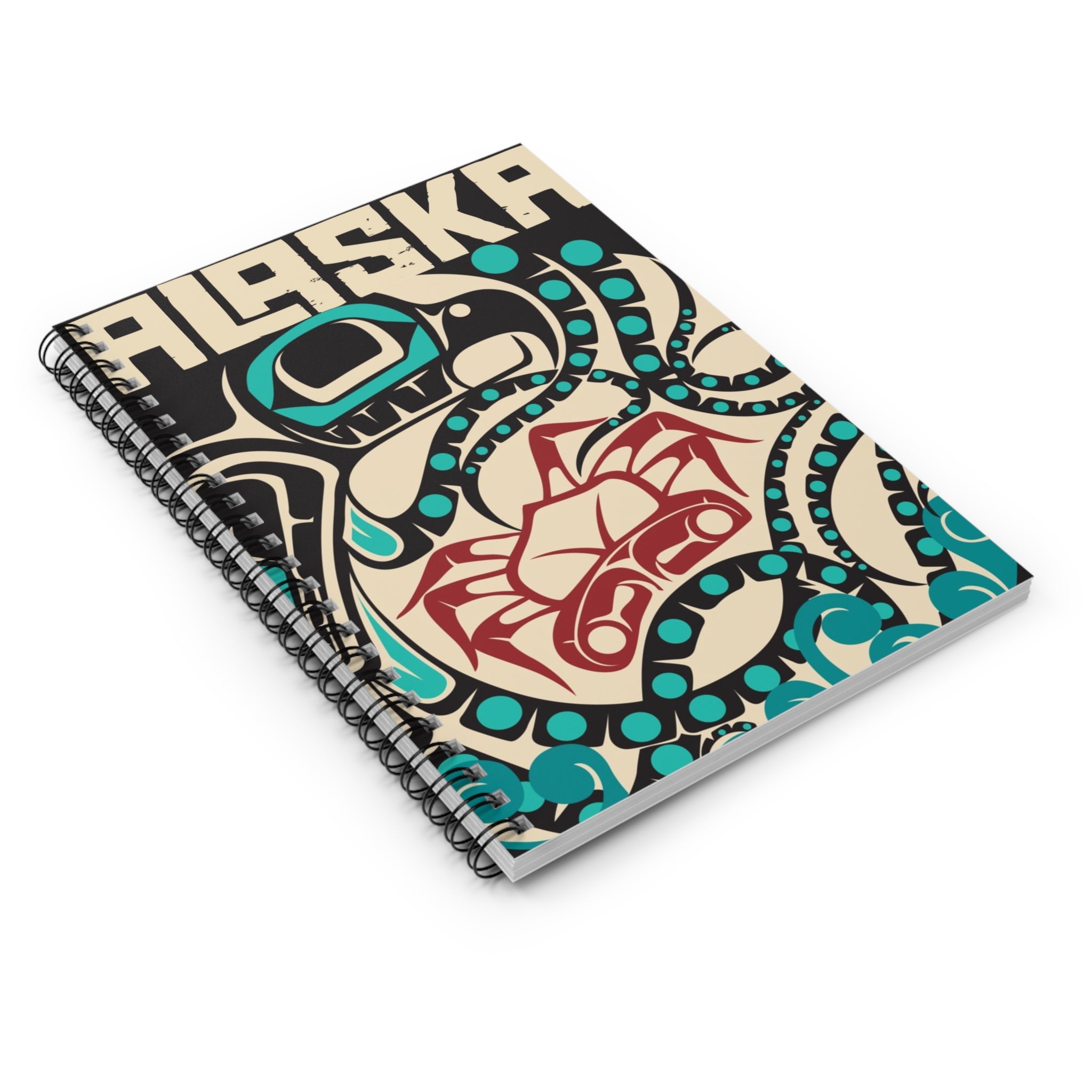Spiral Notebook, Journal - Alaska Tribal Octopus - AK State Line™ Collection