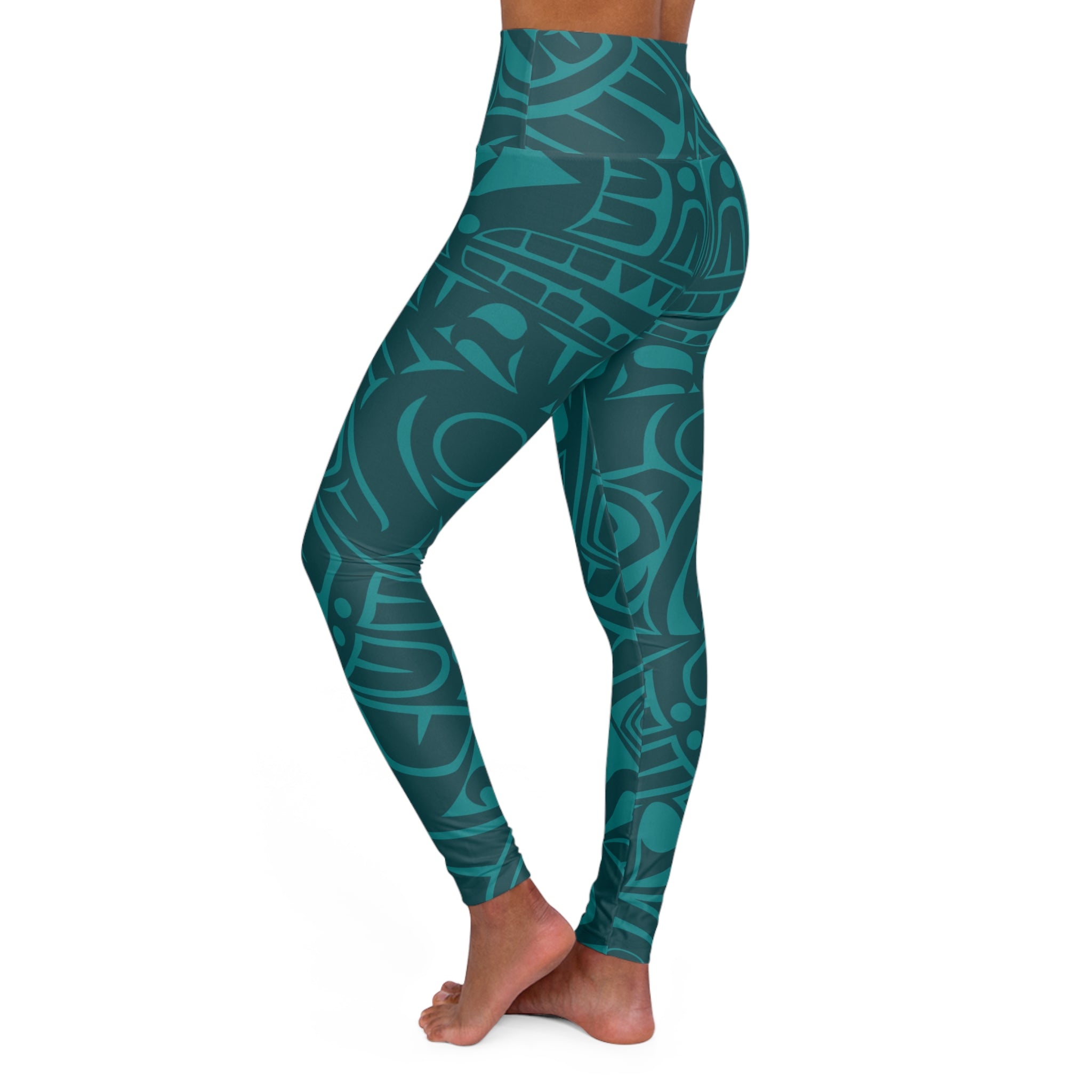 High Waisted Legging, Yoga Pant | Classic Tribal Print in Tidal Teal | Spiritline Outfitters™