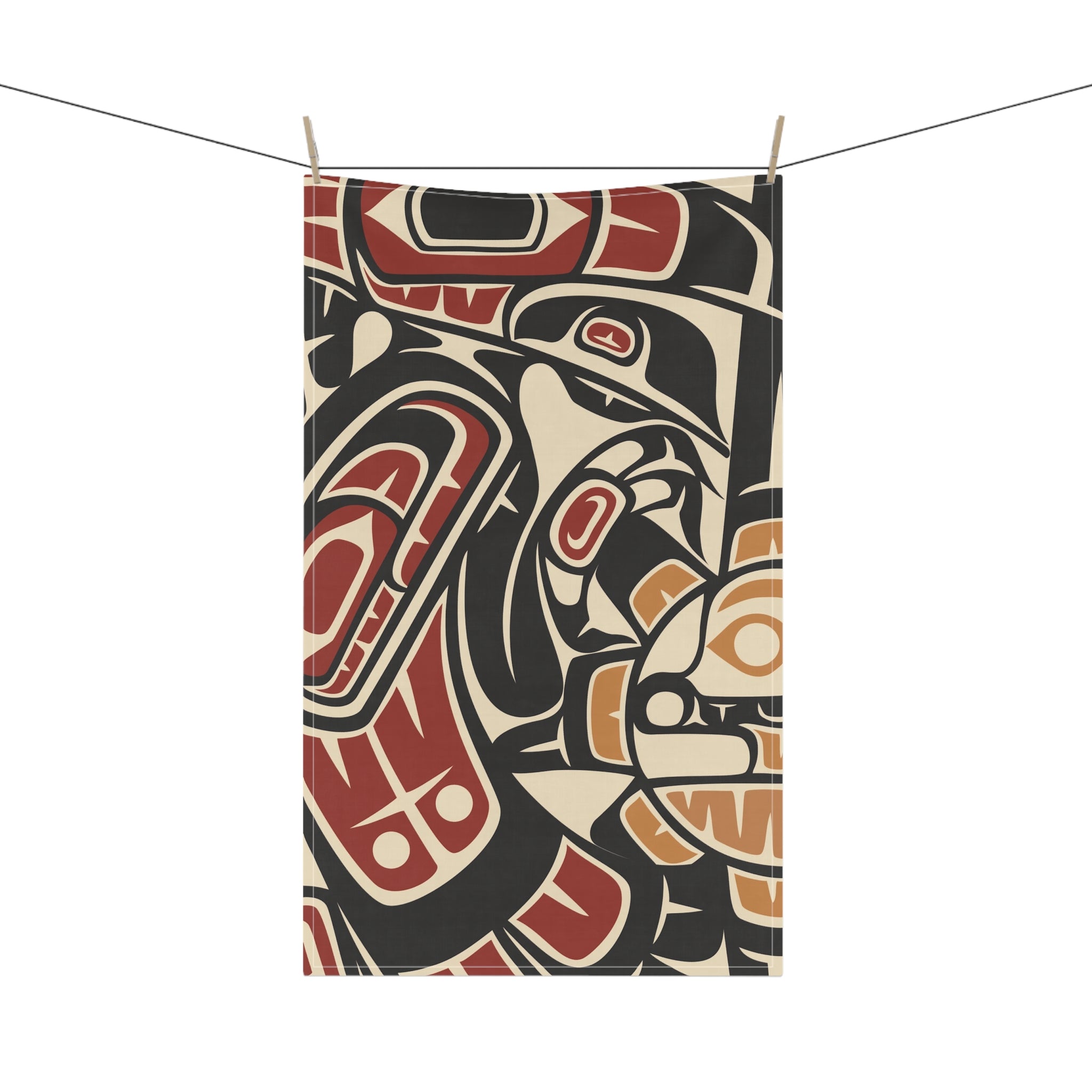 Cotton Twill Tea Towel - Classic Tribal Raven - Northern Spiritlines™