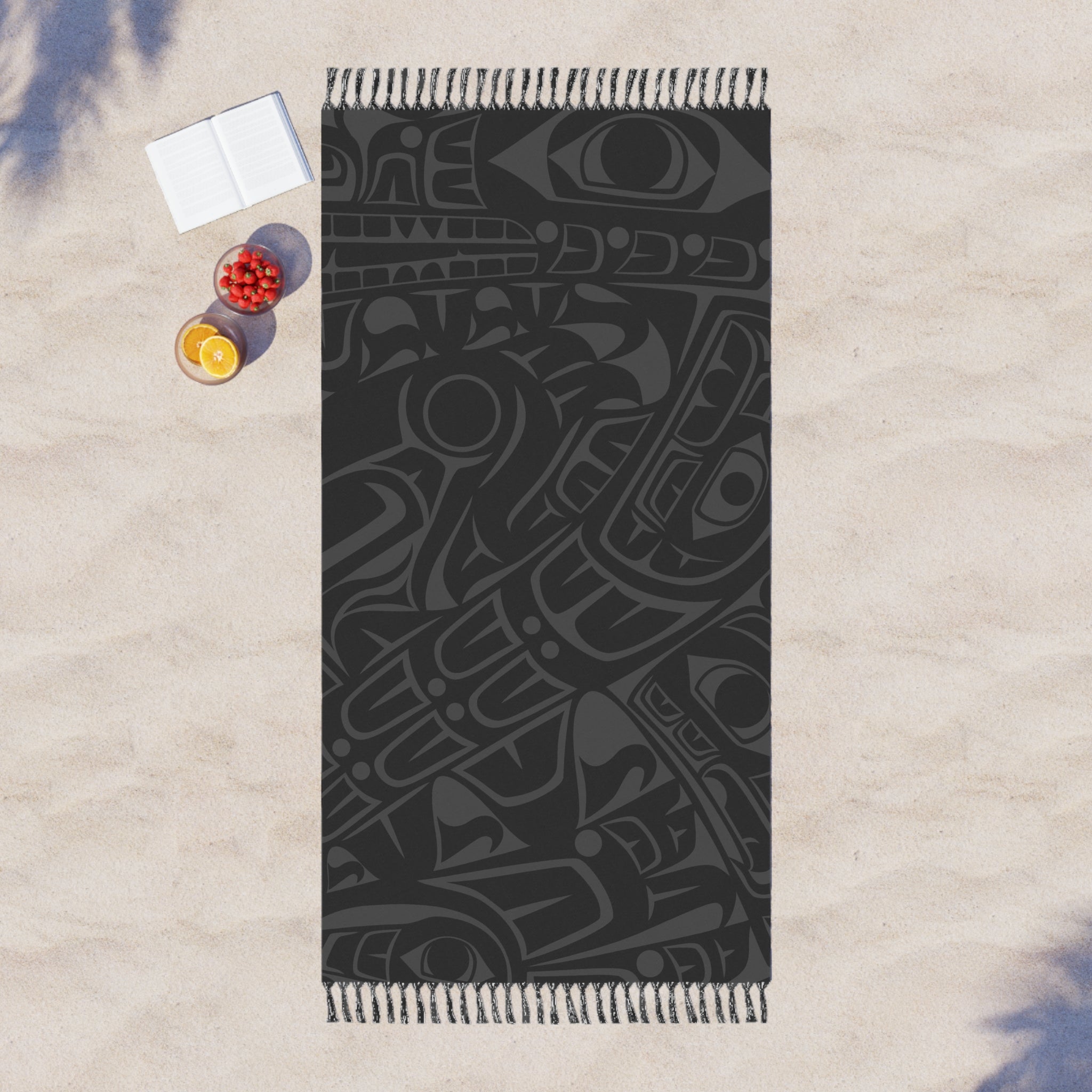 Boho Fringe Beach Cloth - Classic Smoky Tribal Print - Northern Spiritlines™