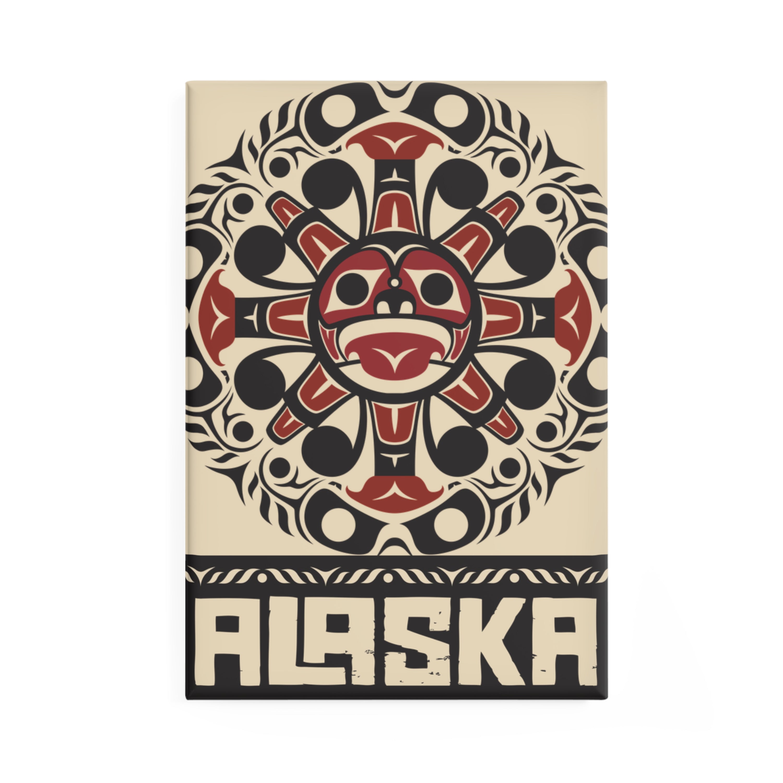 Metal Button Magnet - Alaska Tribal Sun - AK State Line™ Collection