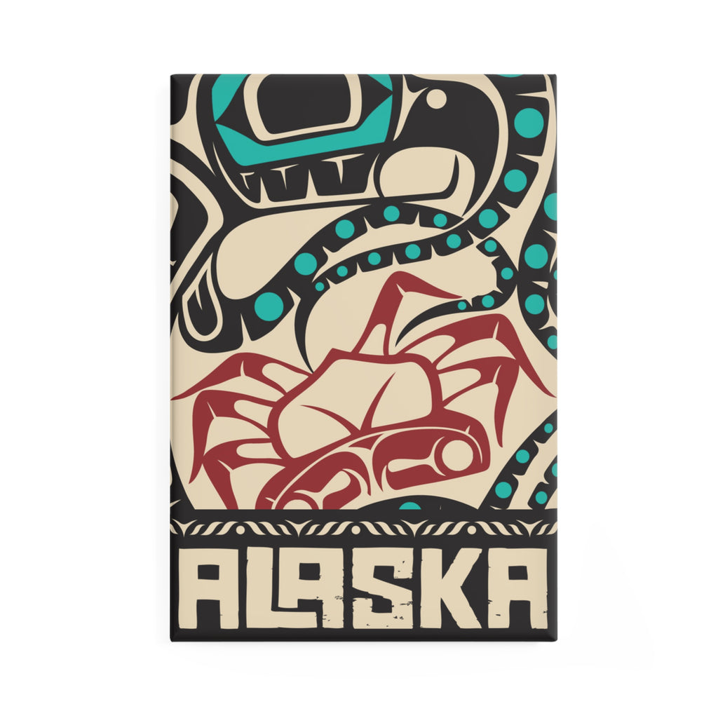 Metal Button Magnet - Alaska Tribal Octopus - AK State Line™ Collection