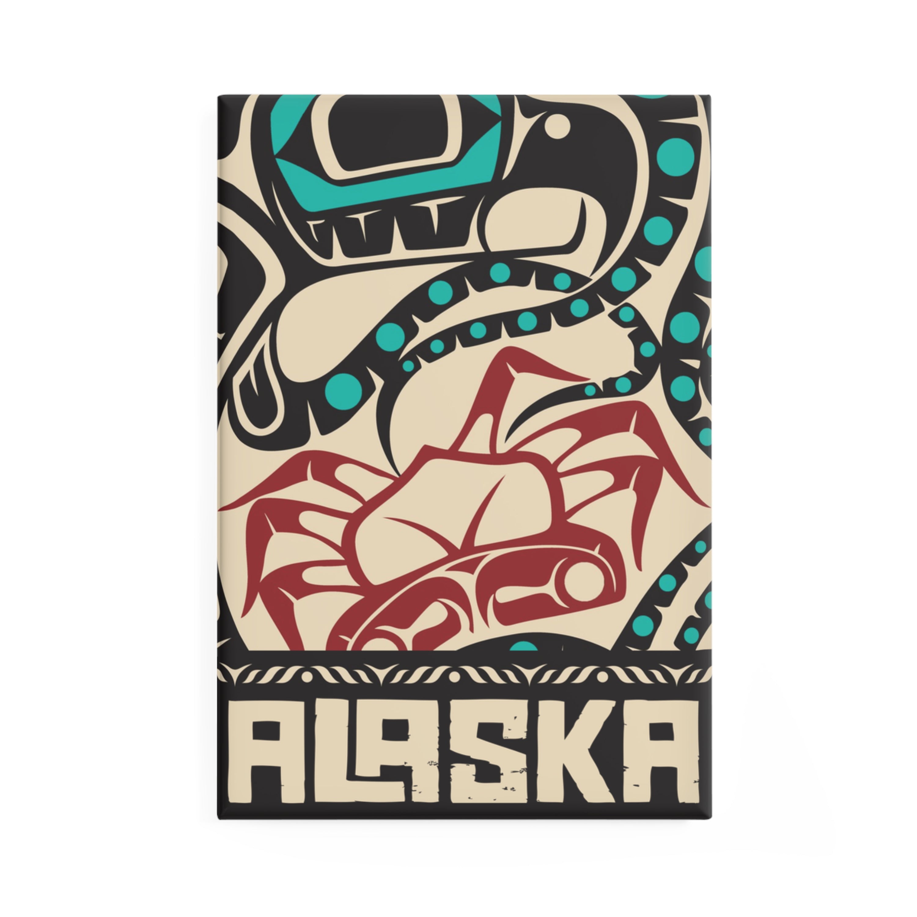 Metal Button Magnet - Alaska Tribal Octopus - AK State Line™ Collection