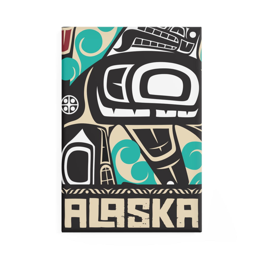 Metal Button Magnet - Alaska Tribal Orca - AK State Line™ Collection