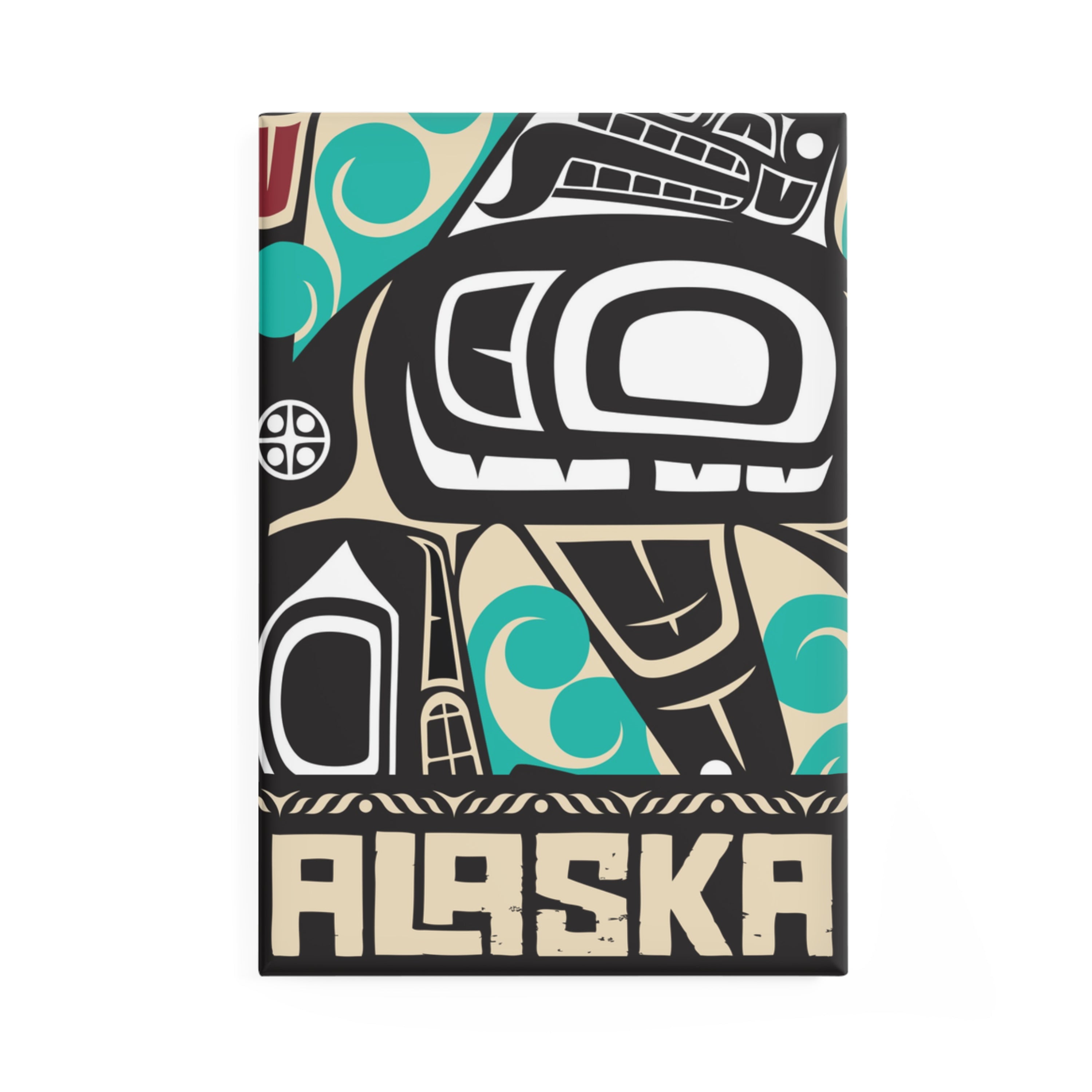 Metal Button Magnet - Alaska Tribal Orca - AK State Line™ Collection