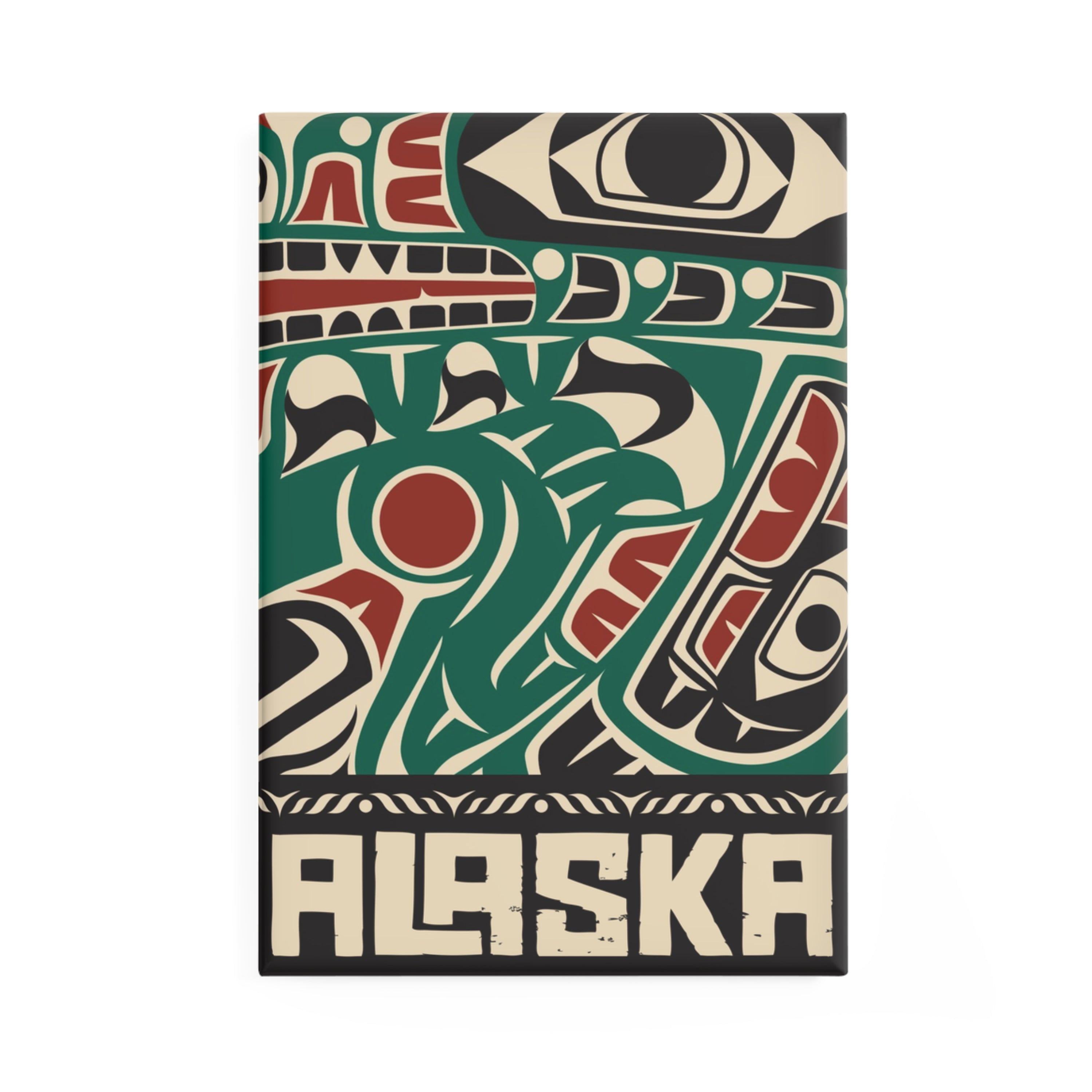Metal Button Magnet - Alaska Tribal Sea Monster - AK State Line™ Collection