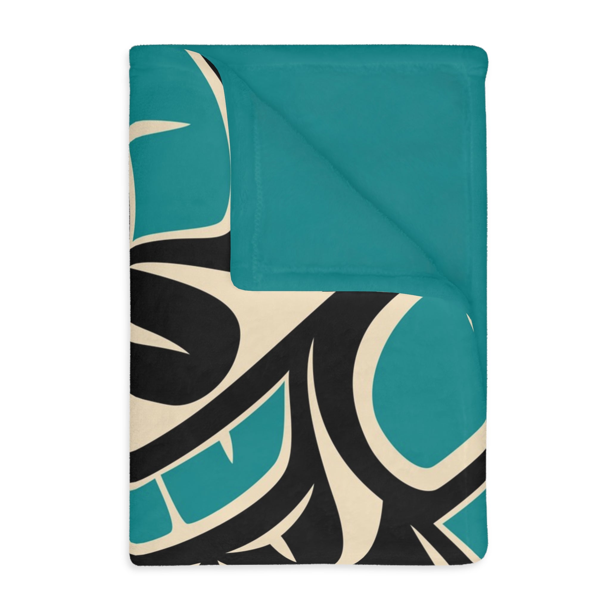 Reversible Coral Fleece Blanket | Classic Tribal Hummingbird | Northern Spiritlines™ Signature