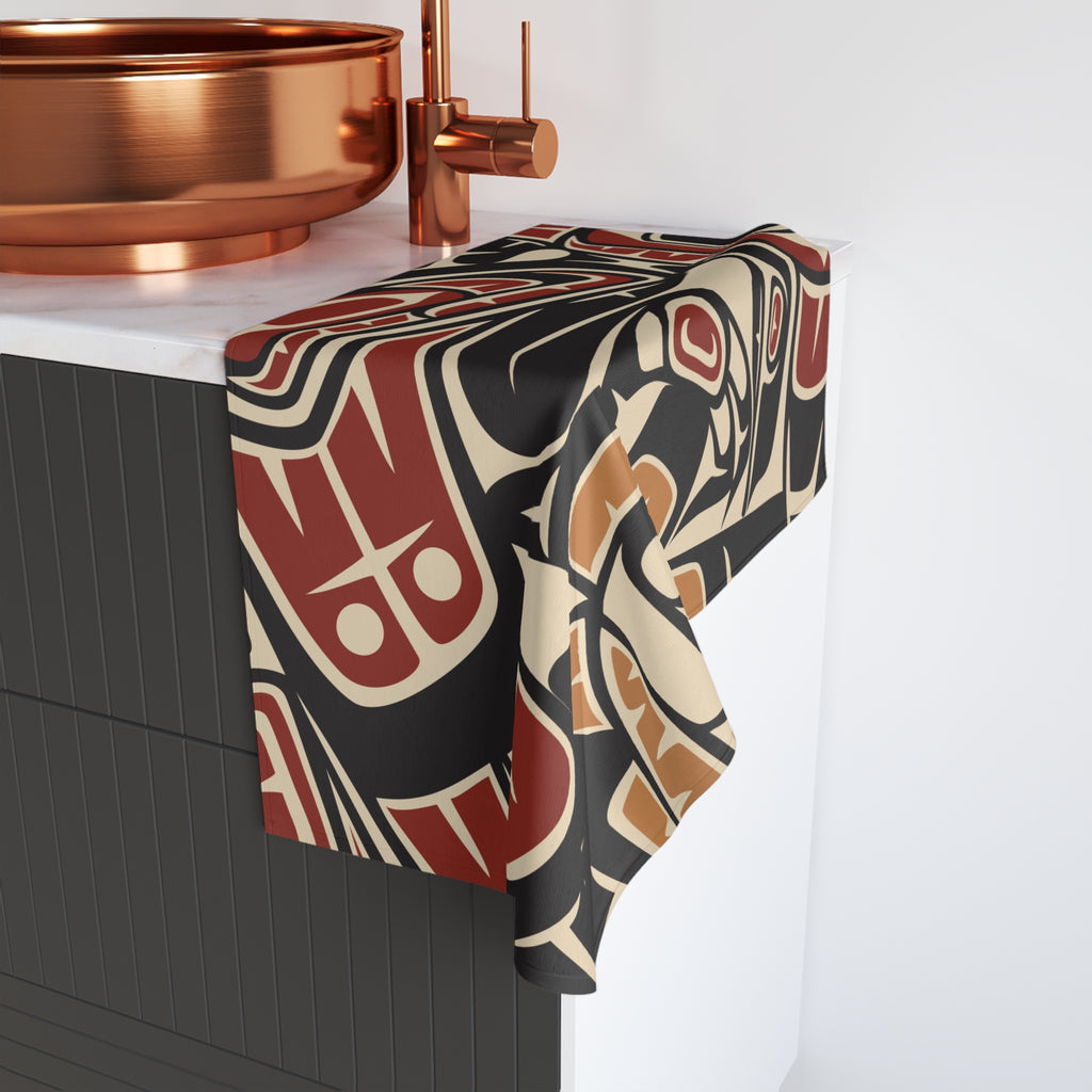 16x28" Polycotton Hand Towel - Classic Tribal Raven Print - Northern Spiritlines™