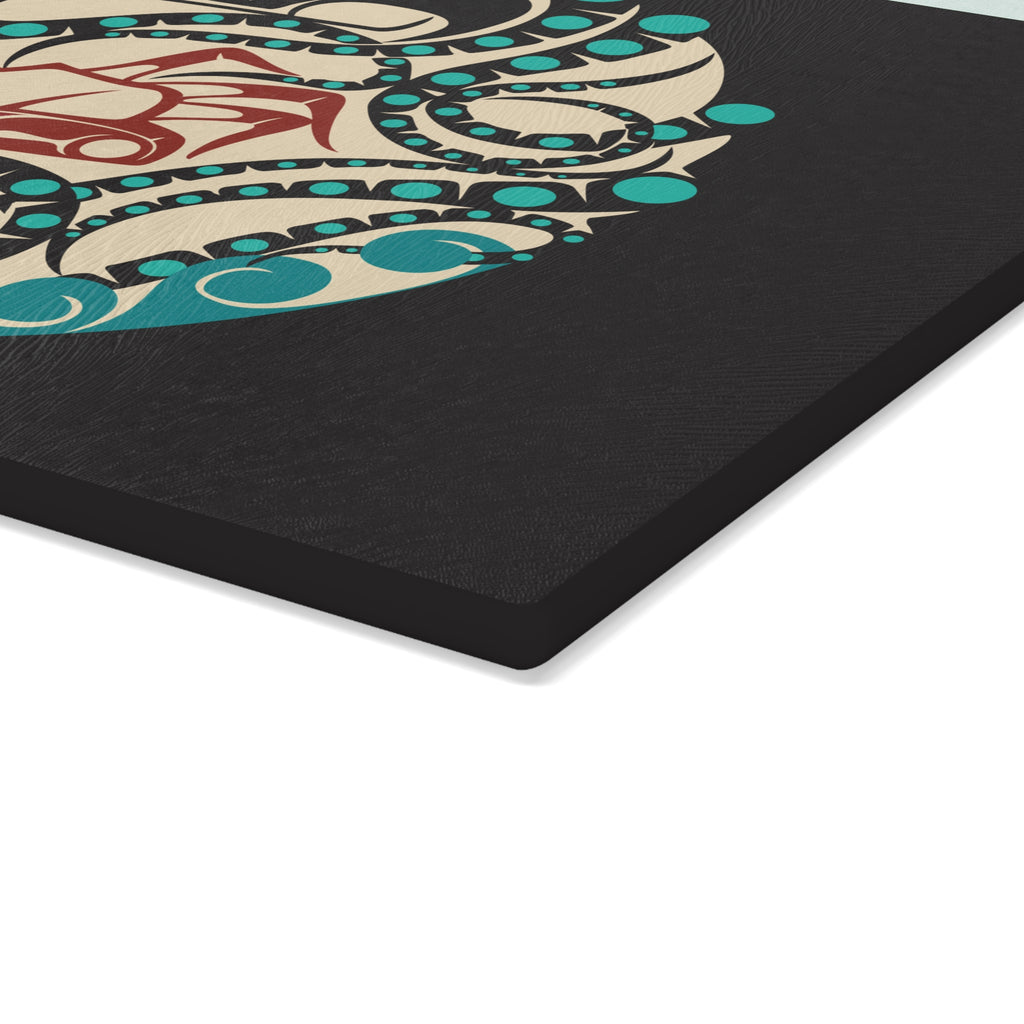 Glass Cutting Board - Classic Tribal Octopus Print - Northern Spiritlines™