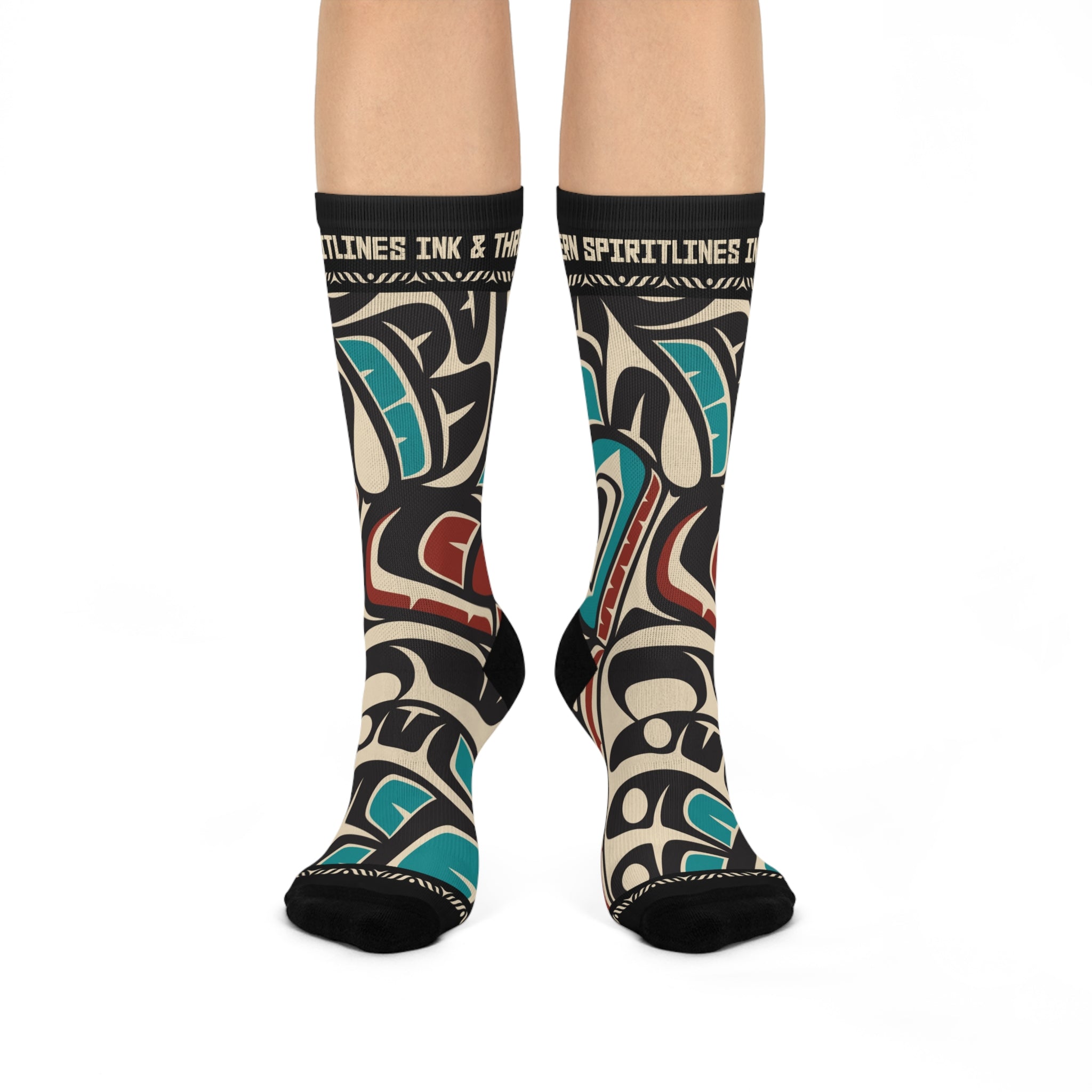 Crew Socks - Cushion Bottom - Classic Tribal Hummingbird Print - Northern Spiritlines™