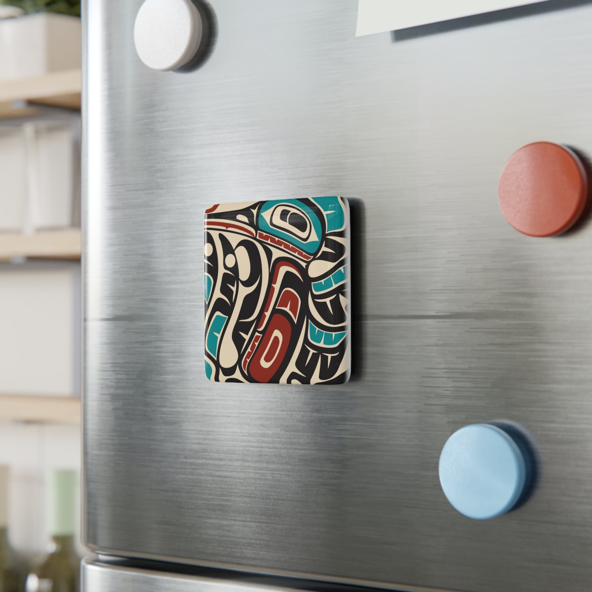 2x2" Ceramic Magnet | Tribal Hummingbird