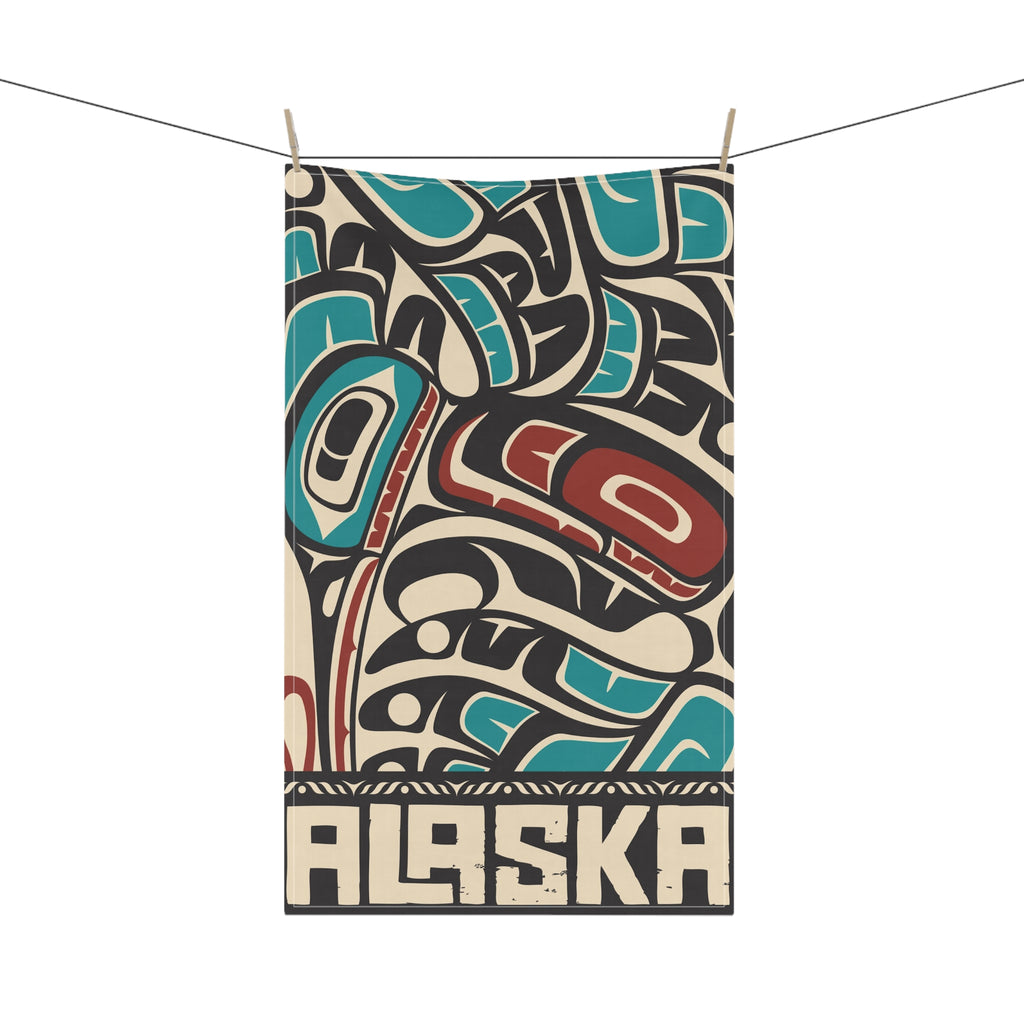 Cotton Twill Tea Towel - Alaska Tribal Hummingbird - AK State Line™ Collection