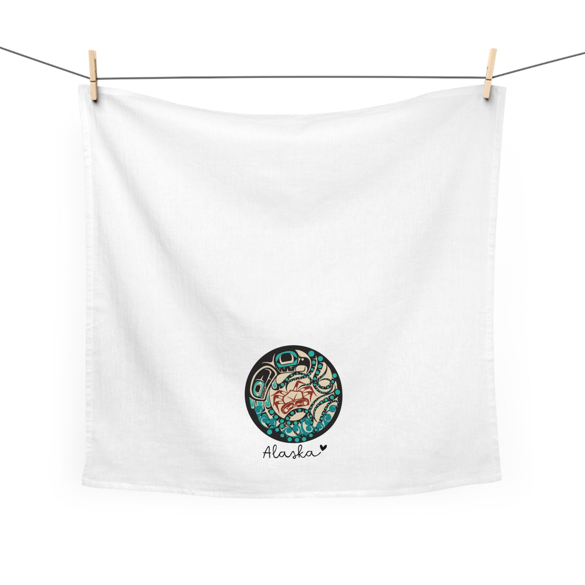 Cotton Tea Towel - Alaska Tribal Octopus - AK State Line™ Collection