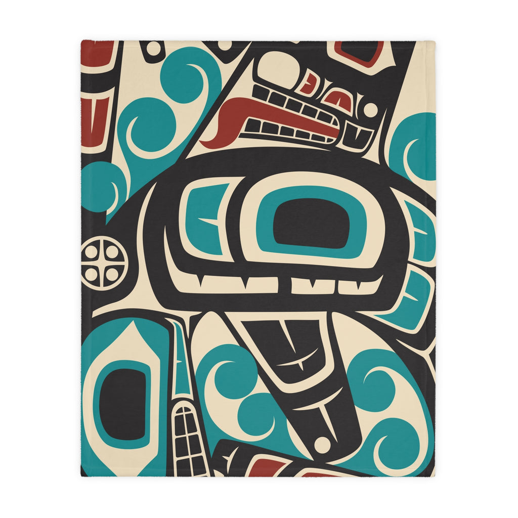 Reversible Plush Blanket - Classic Tribal Orca Print - Northern Spiritlines™