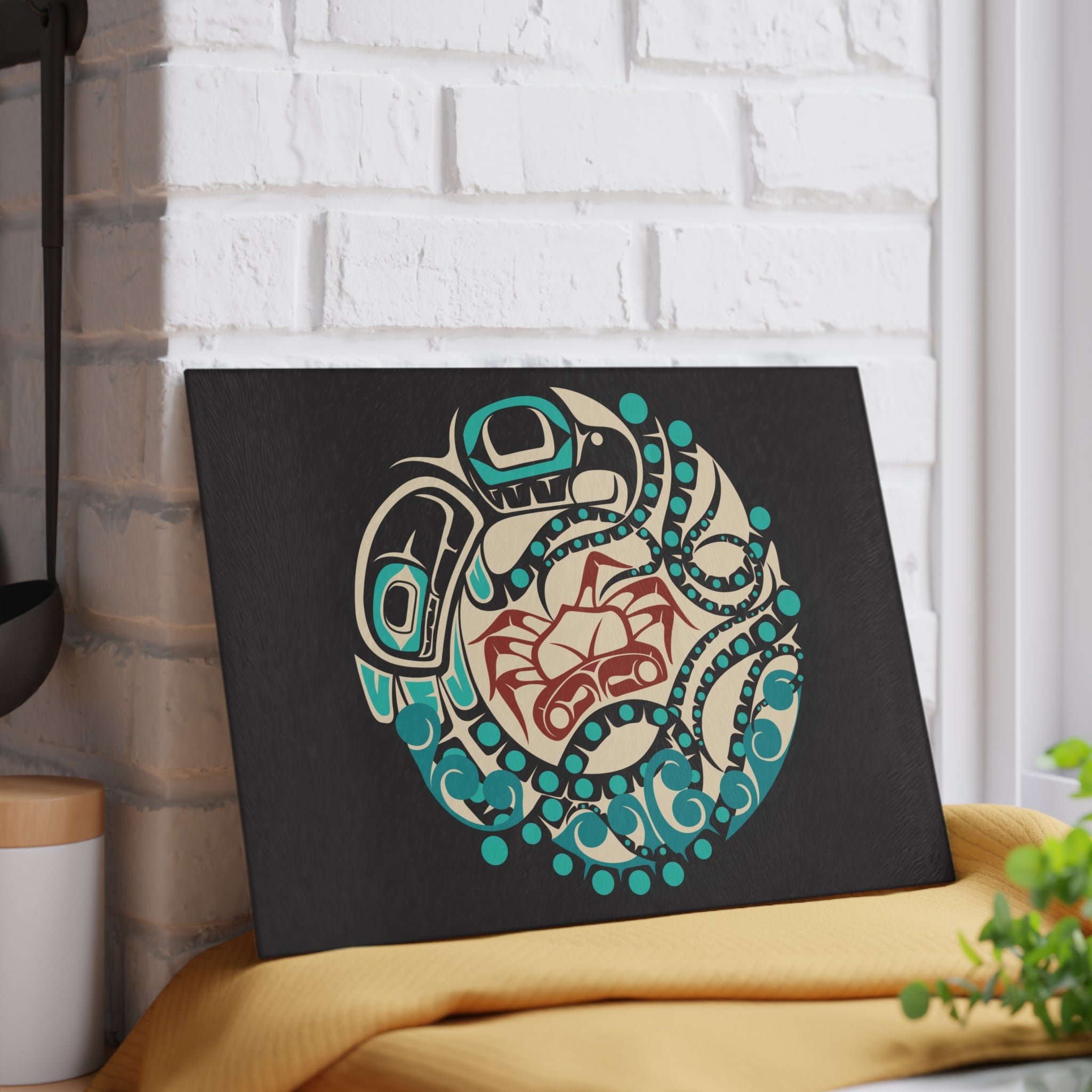 Glass Cutting Board - Classic Tribal Octopus Print - Northern Spiritlines™