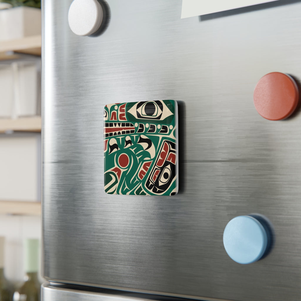 2x2" Ceramic Magnet | Tribal Sea Monster