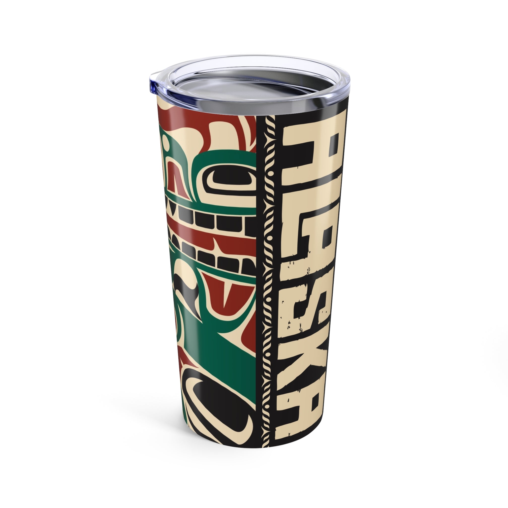 20 oz. Stainless Steel Tumbler w/ Lid - Rustic Alaska Tribal Sea Monster - AK State Line™ Collection