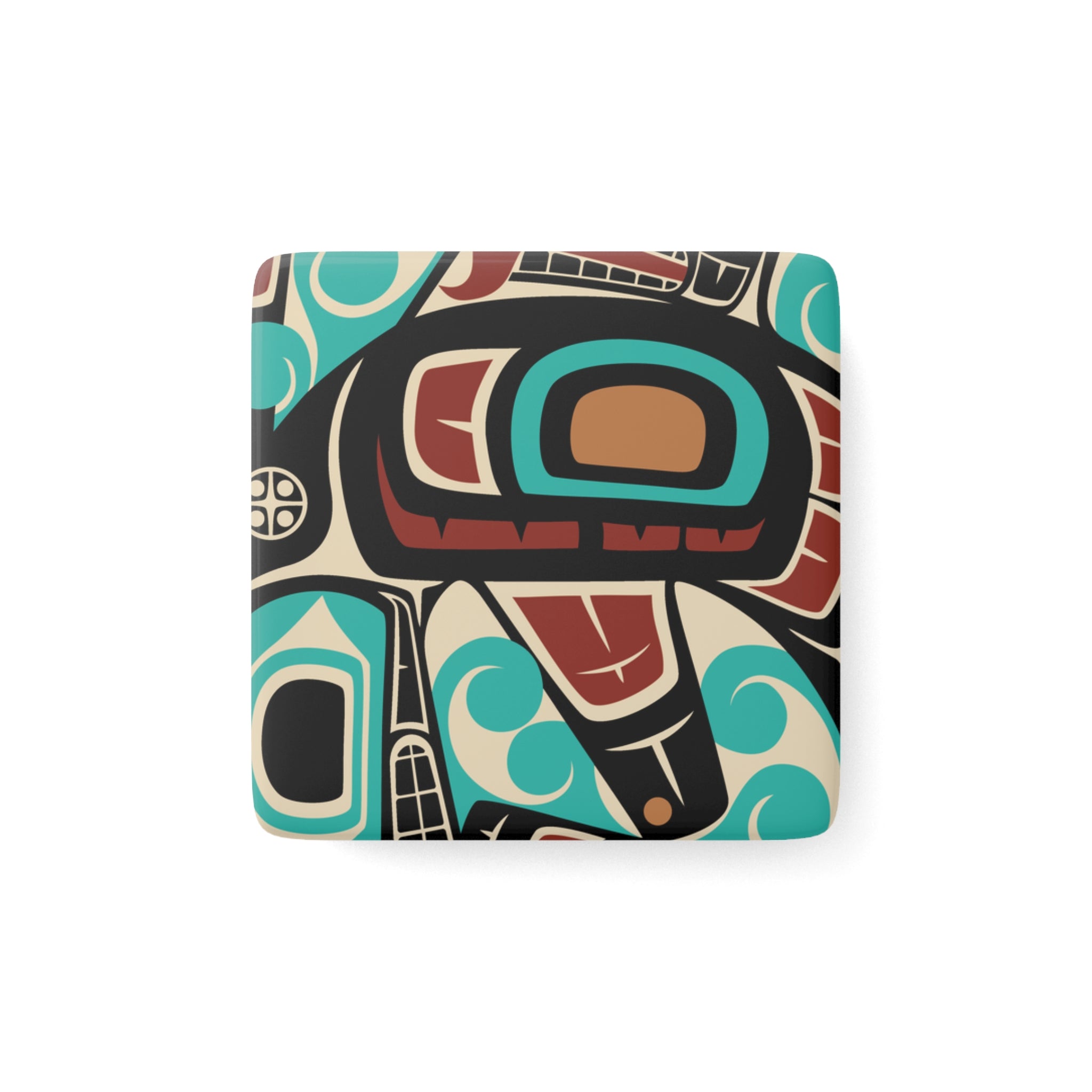 2x2" Ceramic Magnet | Tribal Orca