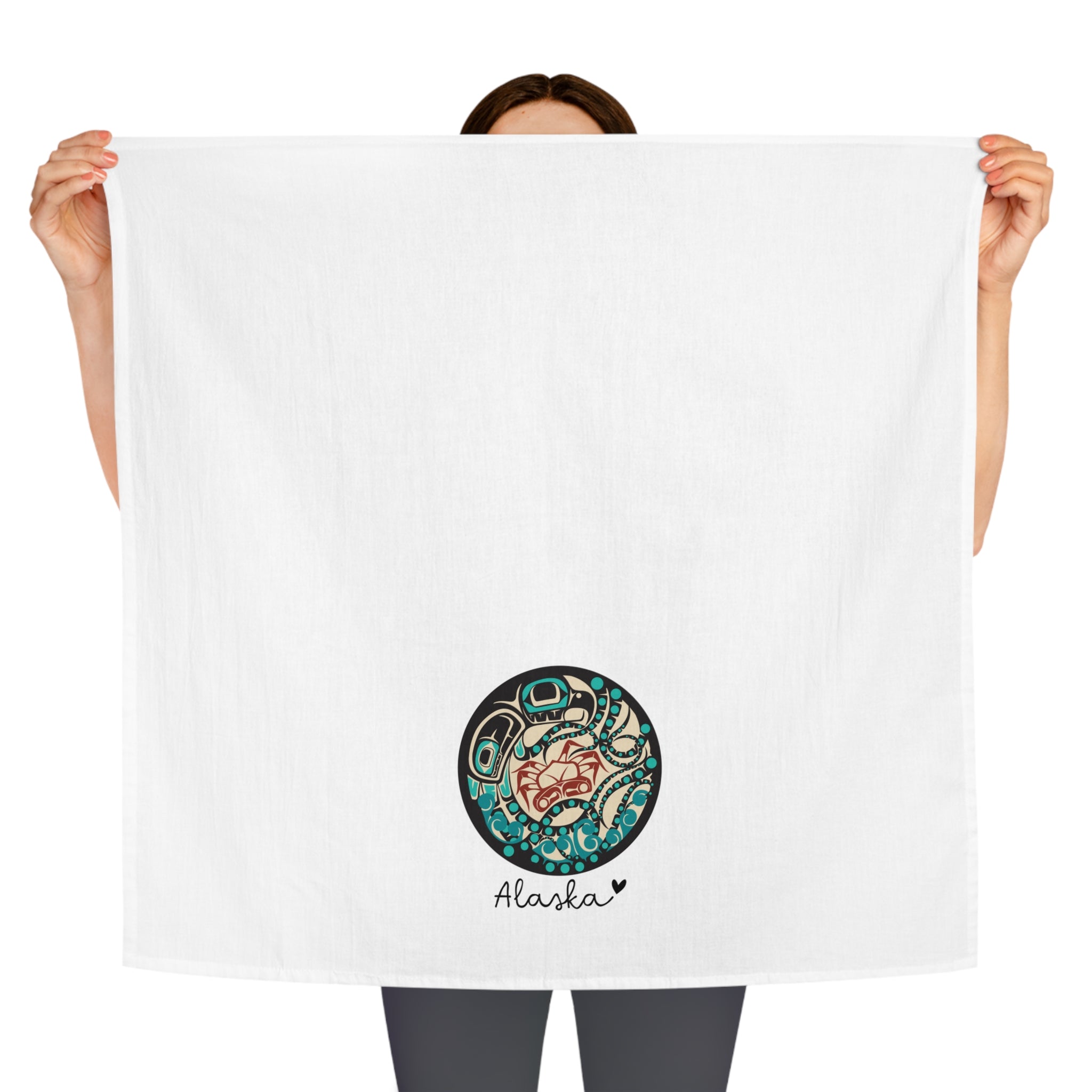 Cotton Tea Towel - Alaska Tribal Octopus - AK State Line™ Collection