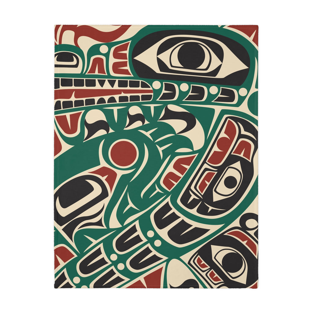 Reversible Plush Blanket - Classic Tribal Sea Monster - Northern Spiritlines™