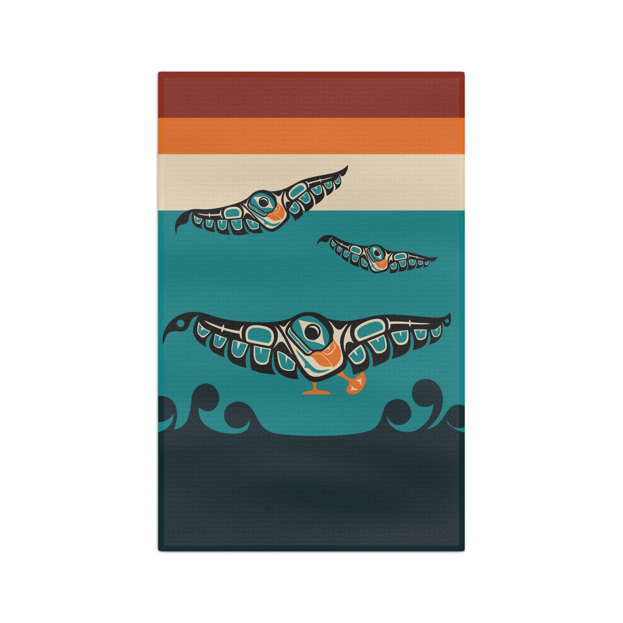 Tea Towel | 18x30" Waffle Weave | Classic Tribal Puffins #2 | Signature Collection