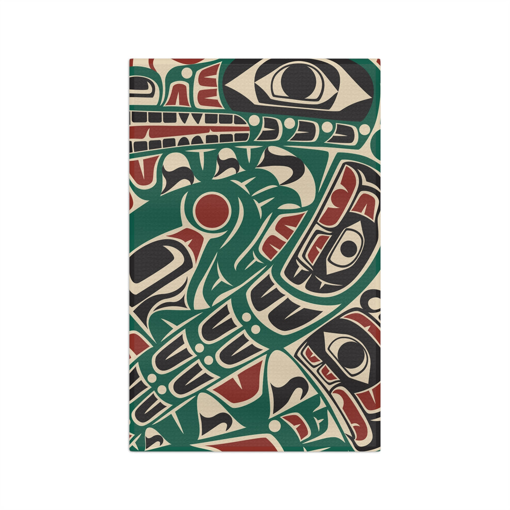 Microfiber Tea Towel - Classic Tribal Sea Monster Print - Northern Spiritlines™
