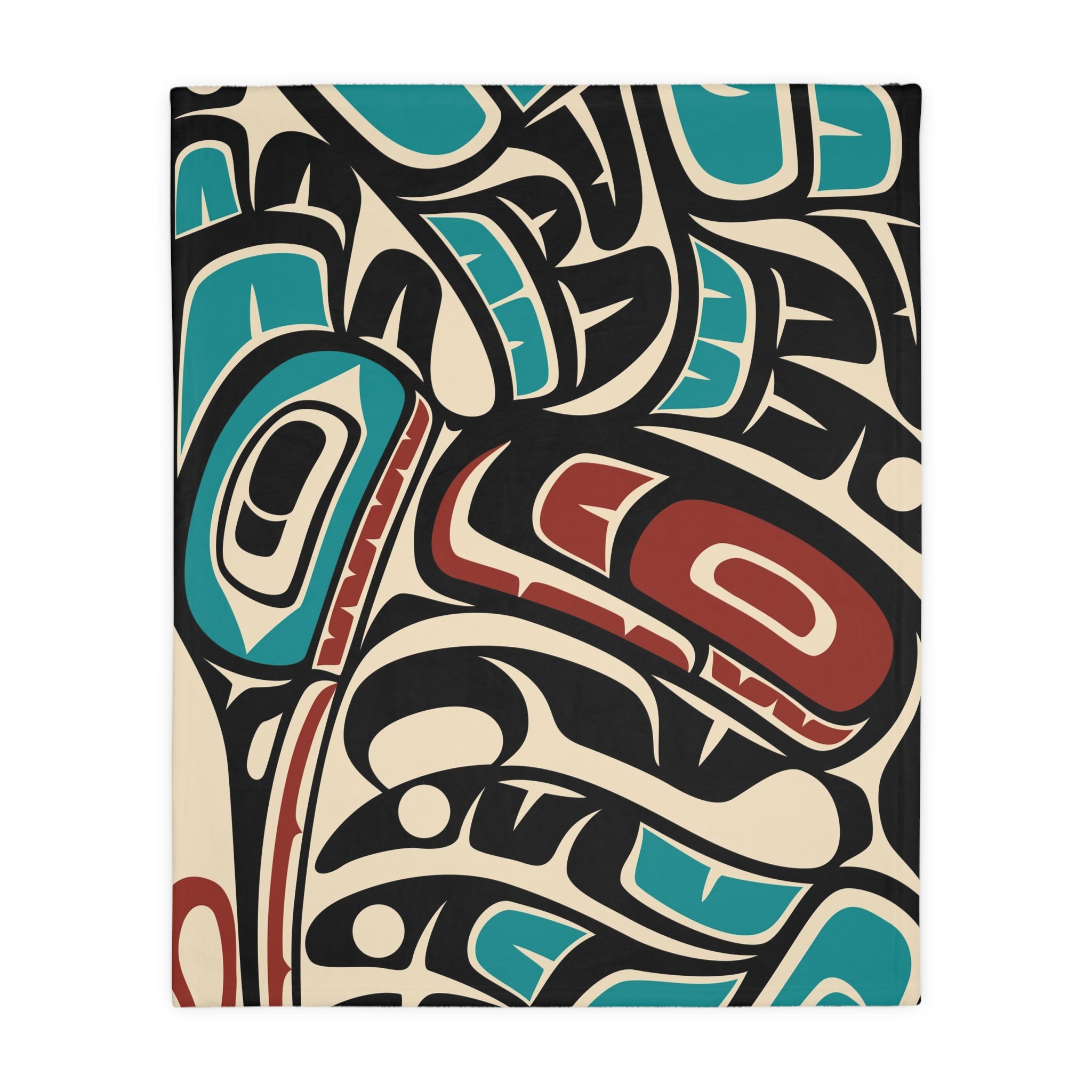 Reversible Coral Fleece Blanket | Classic Tribal Hummingbird | Northern Spiritlines™ Signature