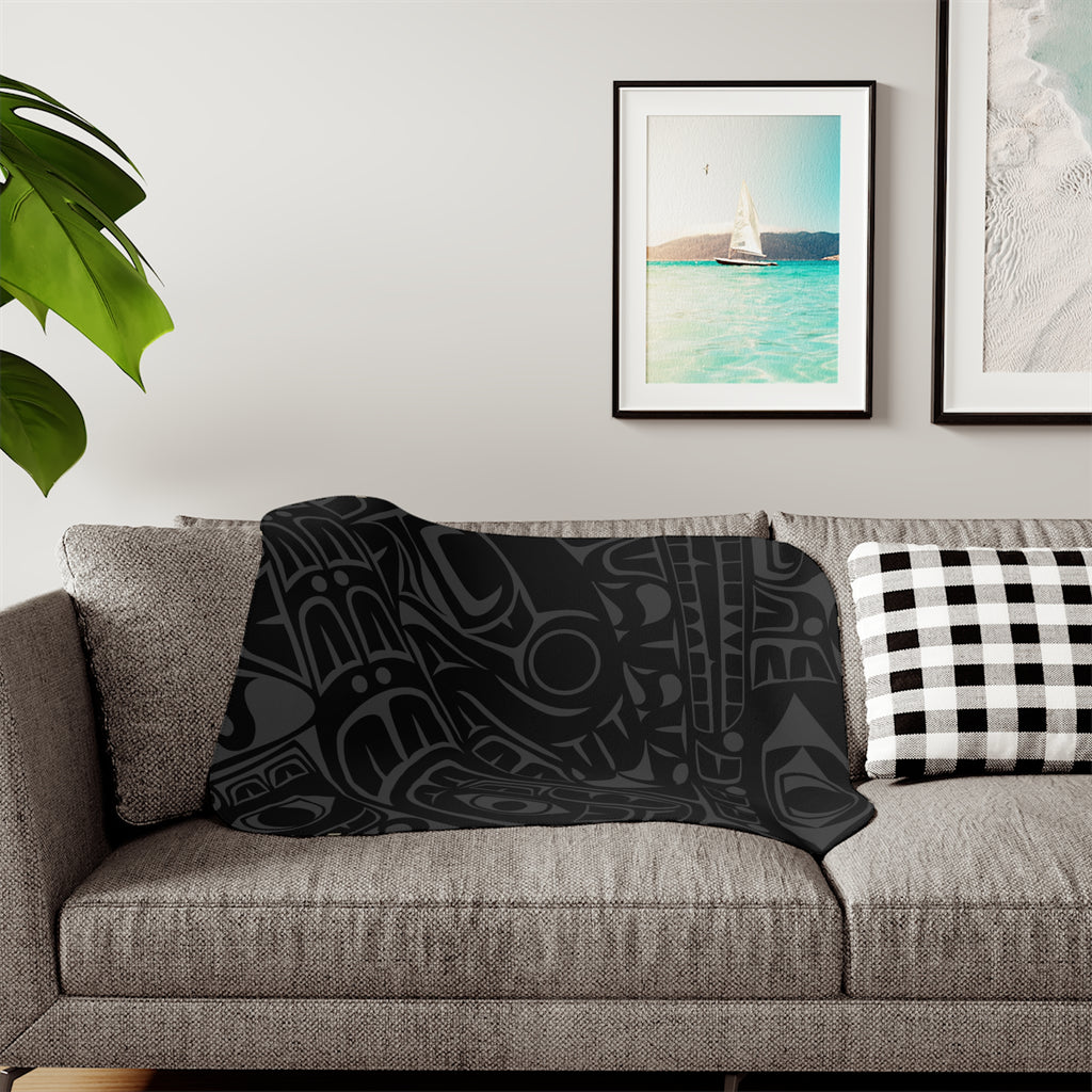 Sherpa Fleece Blanket - Classic Smoky Tribal Print - Northern Spiritlines™