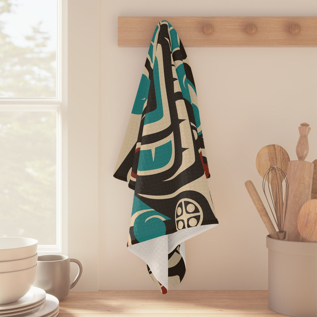 Microfiber Tea Towel - Classic Tribal Orca Print - Northern Spiritlines™